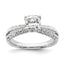 14k White Gold 5/8 carat Lab Grown Diamond VS/SI+ G+ 1 carat Center Cushion Semi Mount Engagement Ring