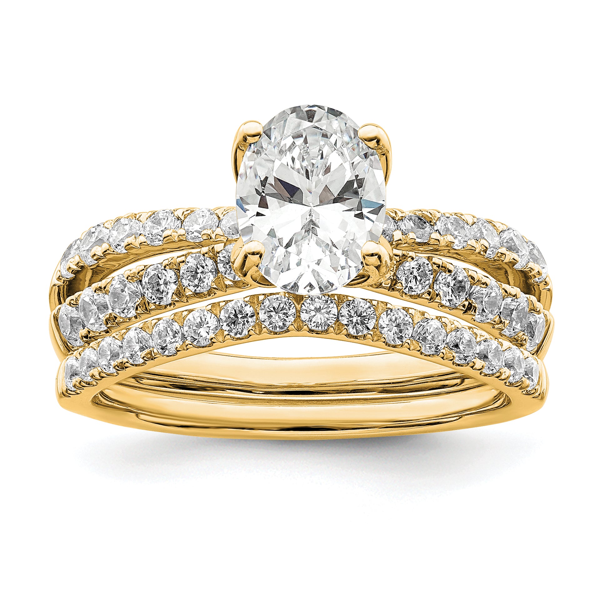 14k 1 5/8 carat Lab Grown Diamond VS+ F+ Oval Complete Engagement Ring