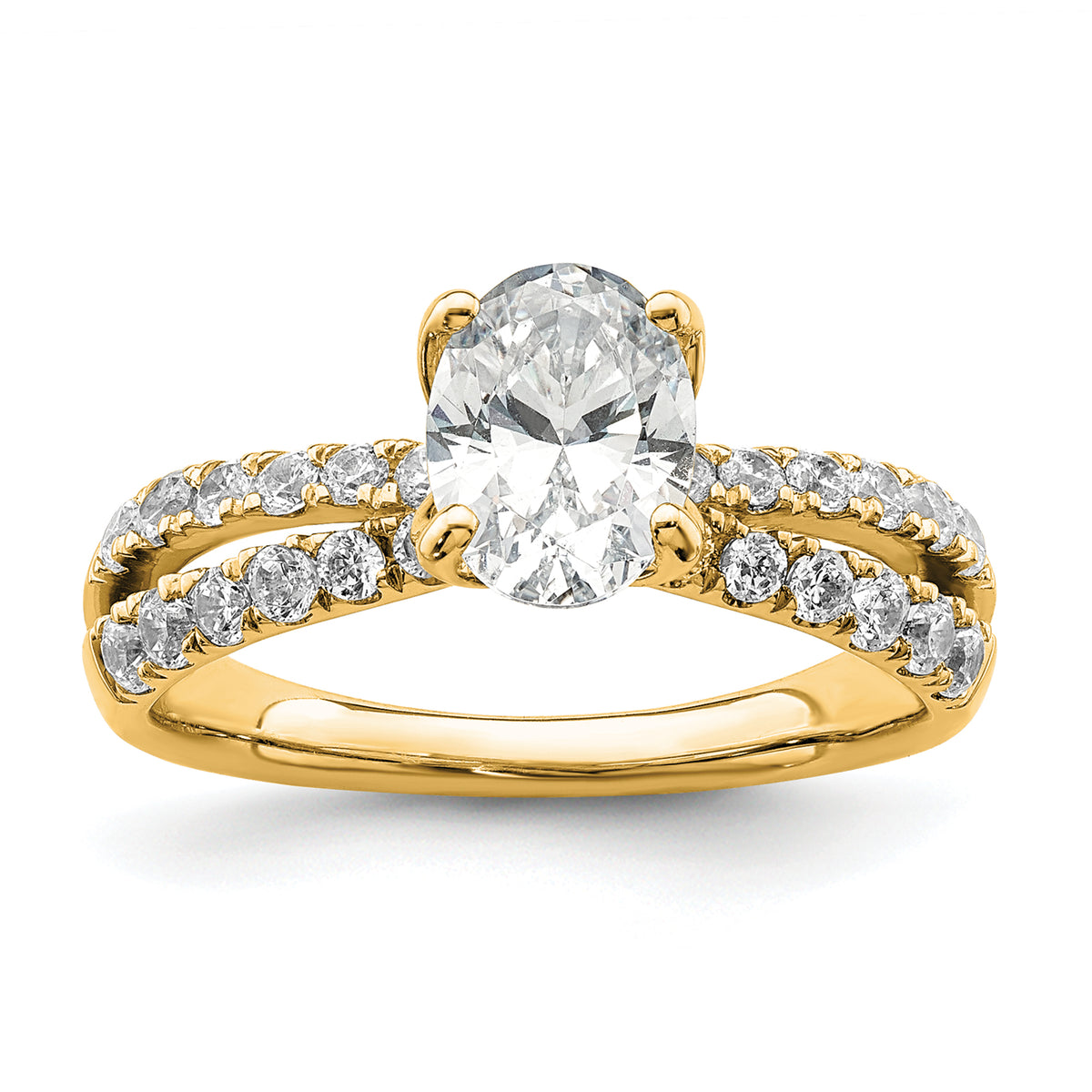 14k 1 5/8 carat Lab Grown Diamond VS+ F+ Oval Complete Engagement Ring