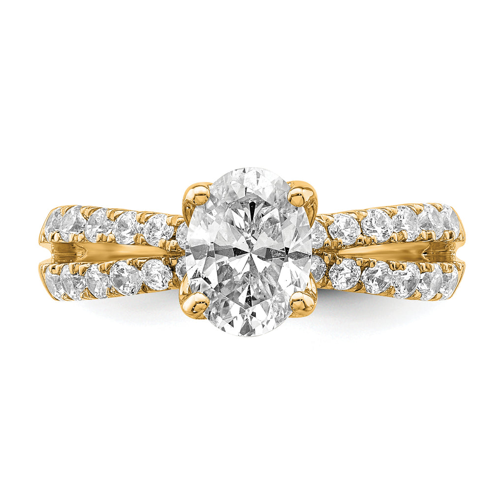 14k 1 5/8 carat Certified Lab Grown Diamond VS+ F+ Oval Complete Engagement Ring