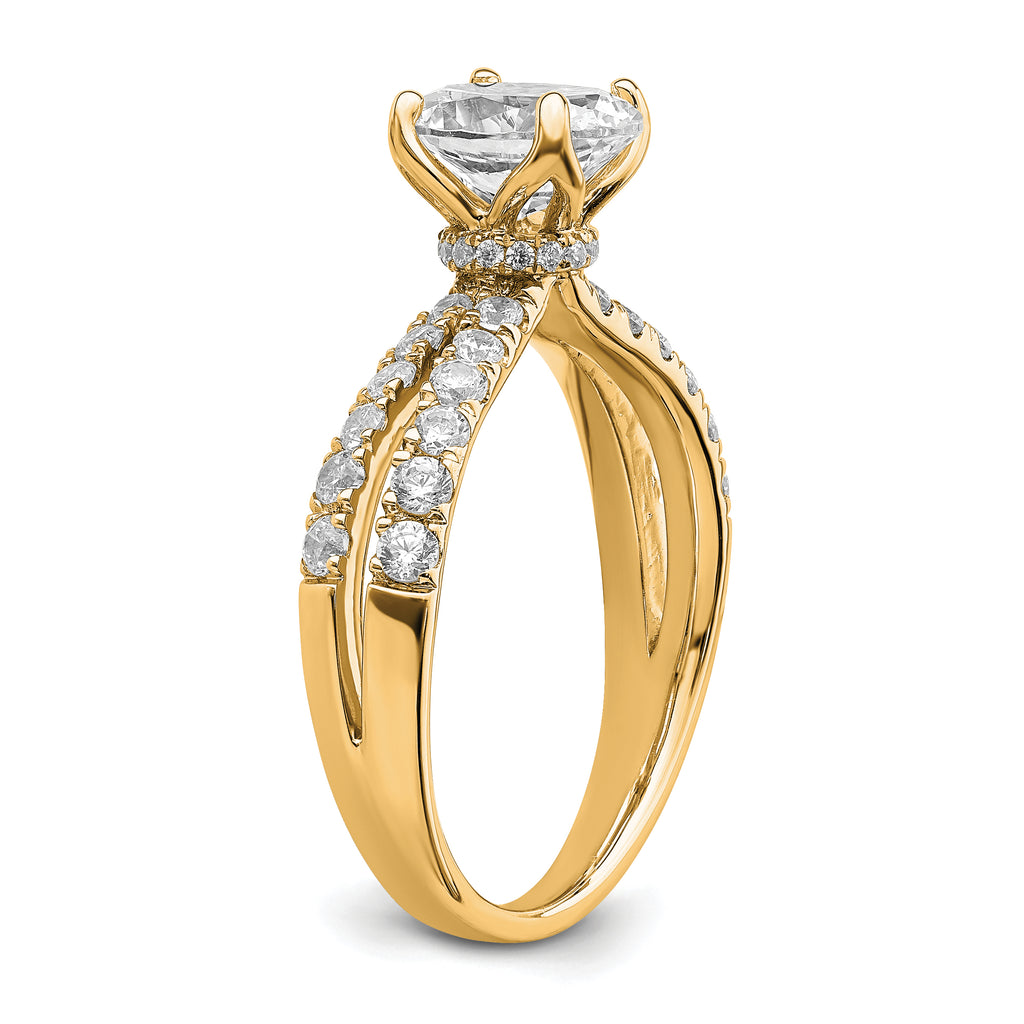 14k 1 5/8 carat Certified Lab Grown Diamond VS+ F+ Oval Complete Engagement Ring