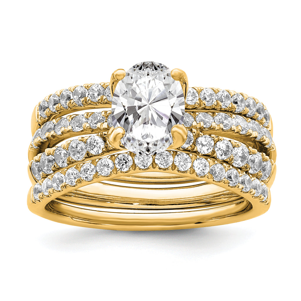 14k 1 5/8 carat Certified Lab Grown Diamond VS+ F+ Oval Complete Engagement Ring