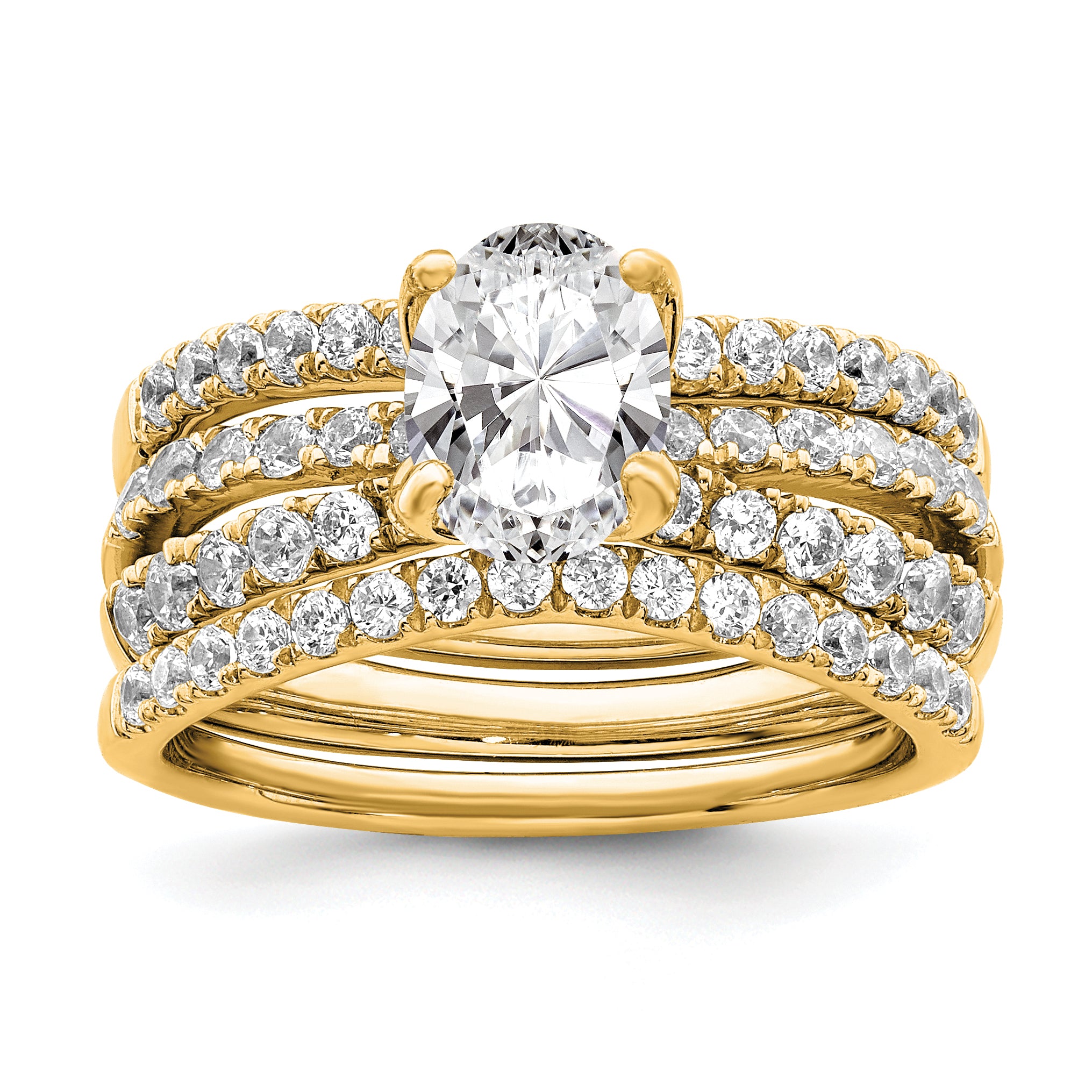14k 1 5/8 carat Certified Lab Grown Diamond VS+ F+ Oval Complete Engagement Ring