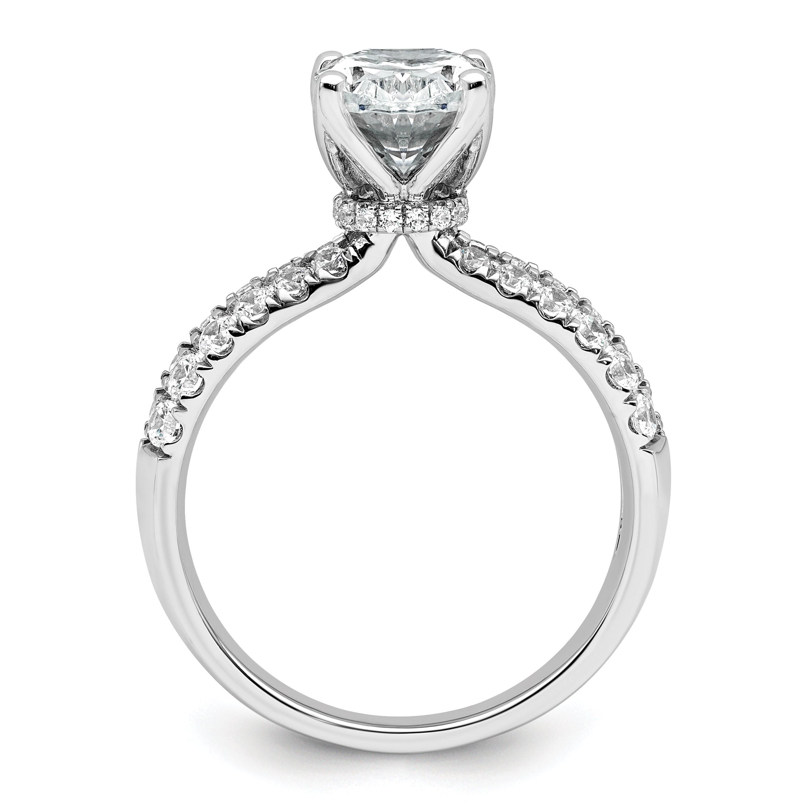 14k White Gold 1 5/8 carat Certified Lab Grown Diamond VS+ F+ Oval Complete Engagement Ring