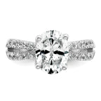 14k White Gold 1 5/8 carat Certified Lab Grown Diamond VS+ F+ Oval Complete Engagement Ring