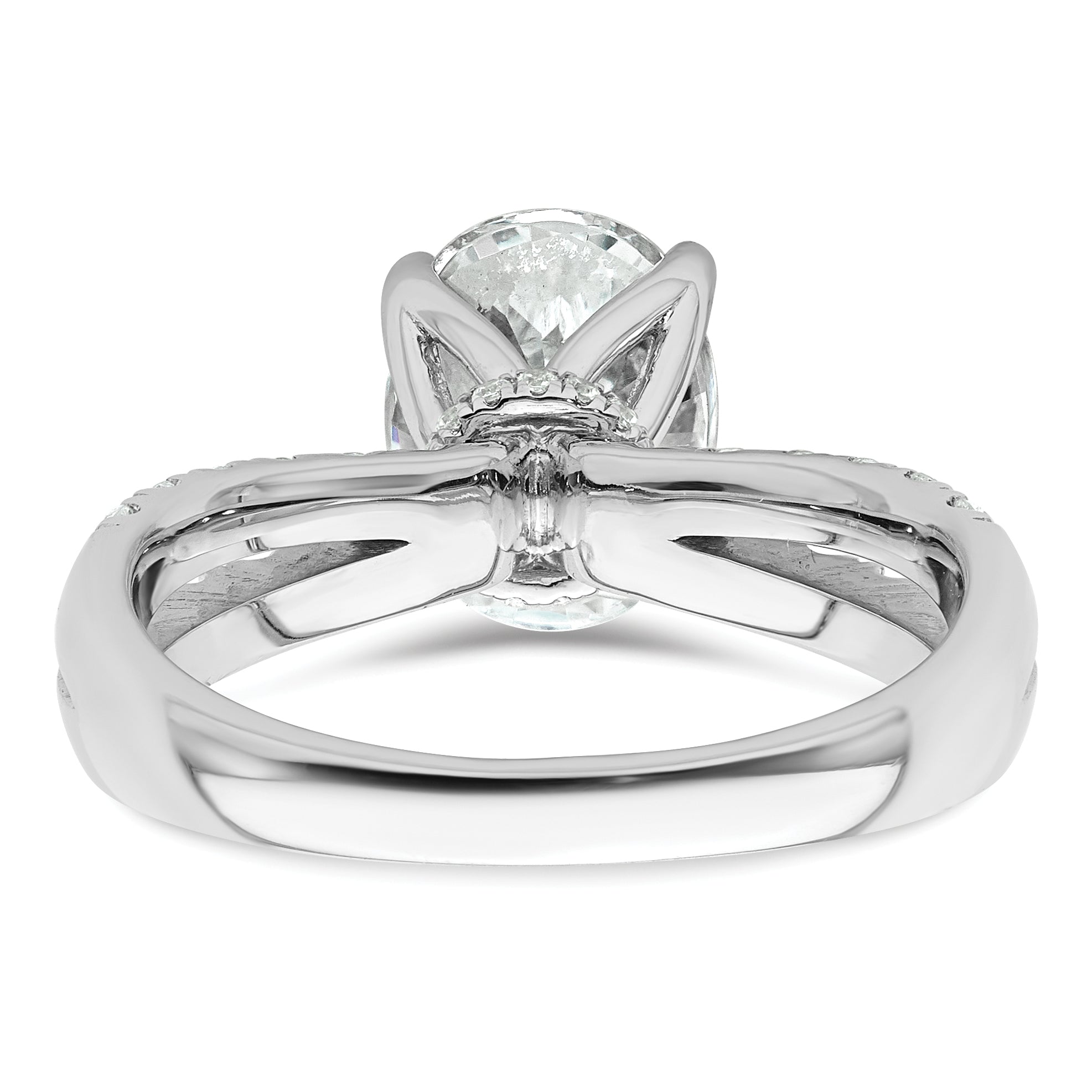 14k White Gold 1 5/8 carat Certified Lab Grown Diamond VS+ F+ Oval Complete Engagement Ring