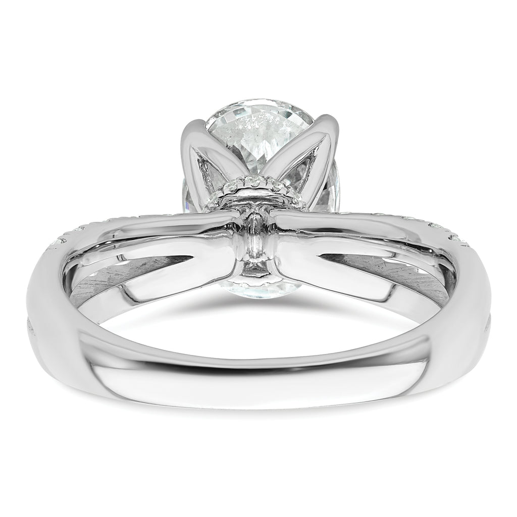 14k White Gold 1 5/8 carat Certified Lab Grown Diamond VS+ F+ Oval Complete Engagement Ring