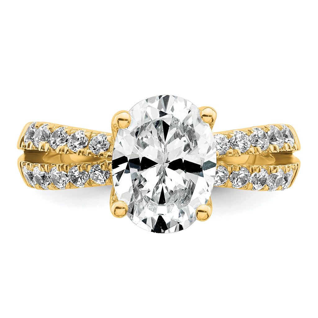 14k 1 5/8 carat Certified Lab Grown Diamond VS+ F+ Oval Complete Engagement Ring