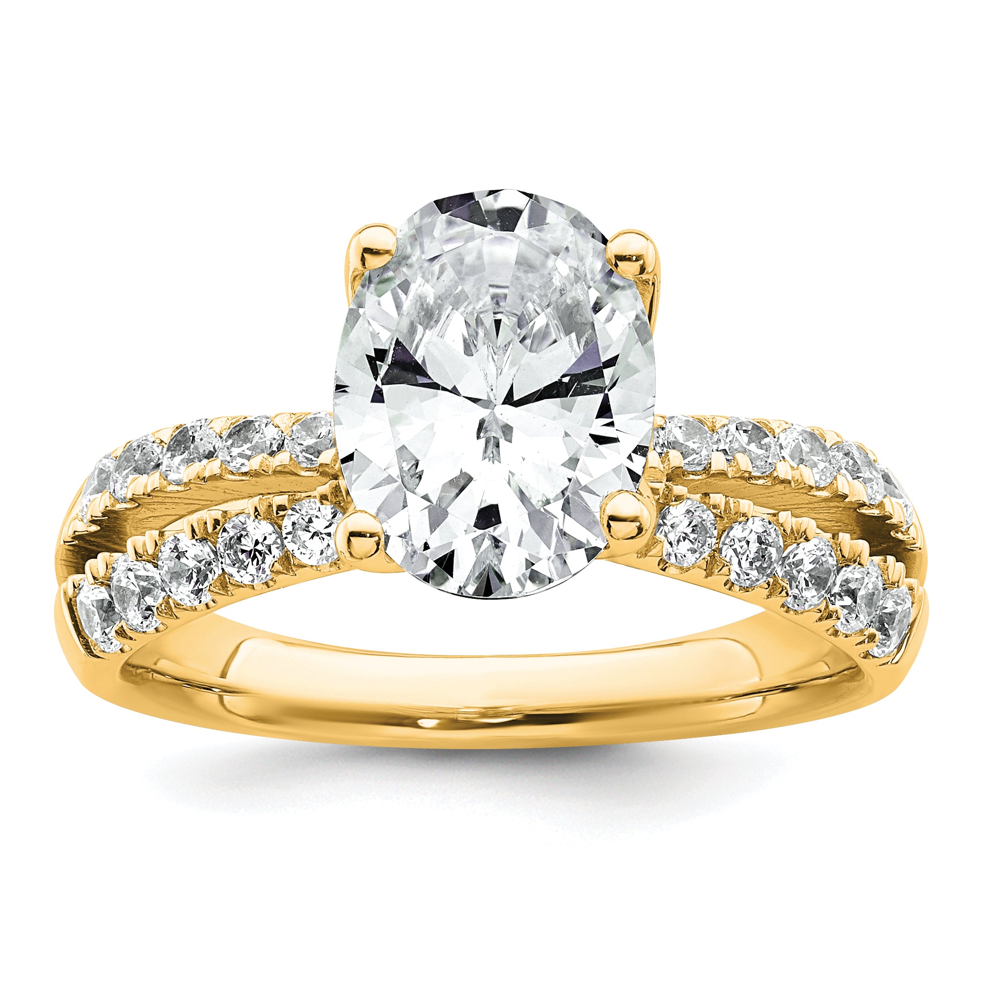 14k 1 5/8 carat Certified Lab Grown Diamond VS+ F+ Oval Complete Engagement Ring Main image
