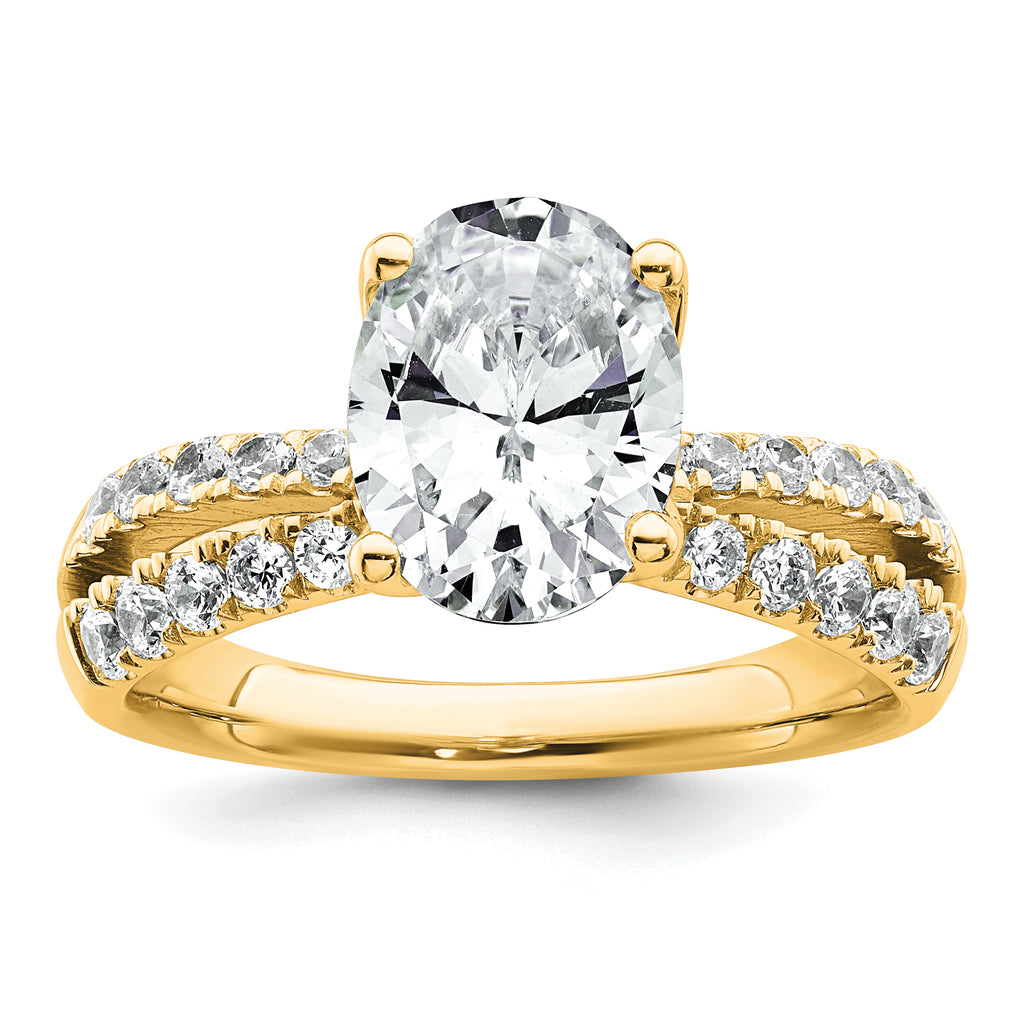 14k 1 5/8 carat Certified Lab Grown Diamond VS+ F+ Oval Complete Engagement Ring