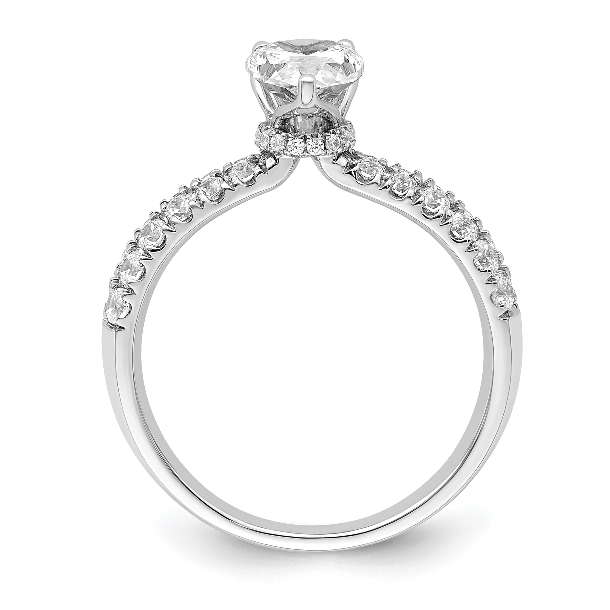 14k White Gold 5/8 carat Lab Grown Diamond VS/SI+ G+ 1 carat Center Pear Semi Mount Engagement Ring Secondary image