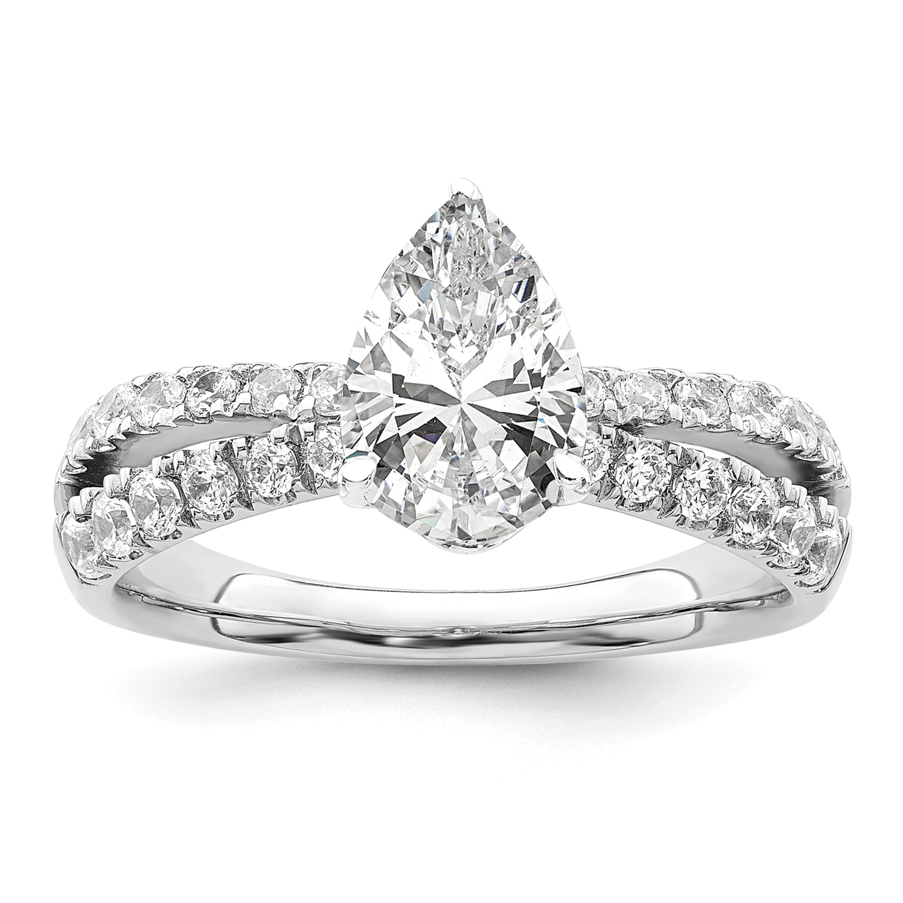 14k White Gold 5/8 carat Lab Grown Diamond VS/SI+ G+ 1 carat Center Pear Semi Mount Engagement Ring Main image