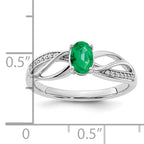 14k White Gold Polished Emerald and Diamond Ring