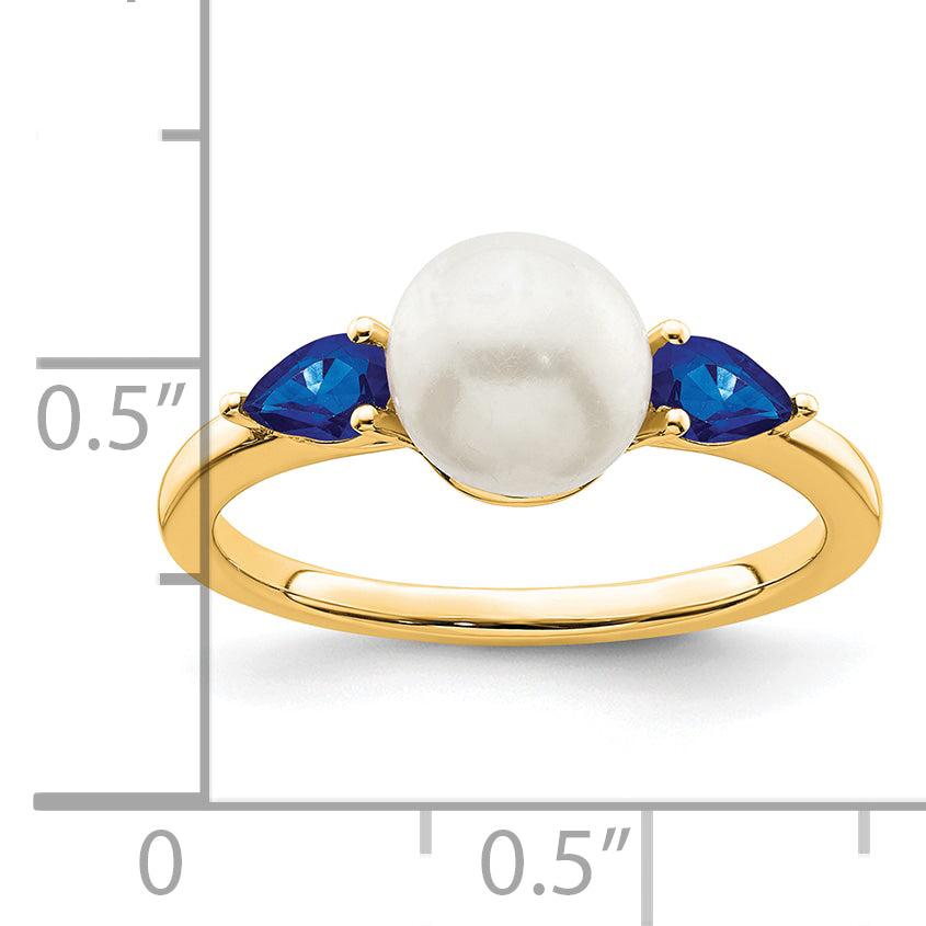 14k White Gold FWC Pearl and Sapphire Ring