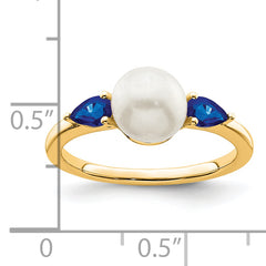 14k White Gold FWC Pearl and Sapphire Ring