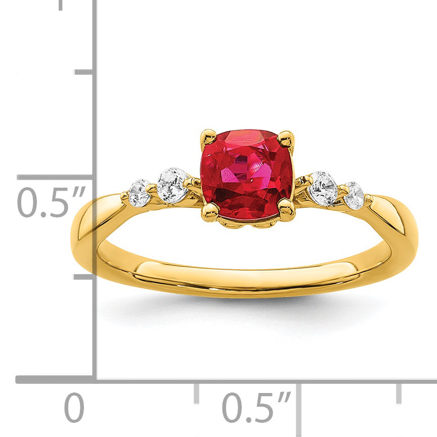 14k Gold Polished Ruby and Diamond Ring Secondary image