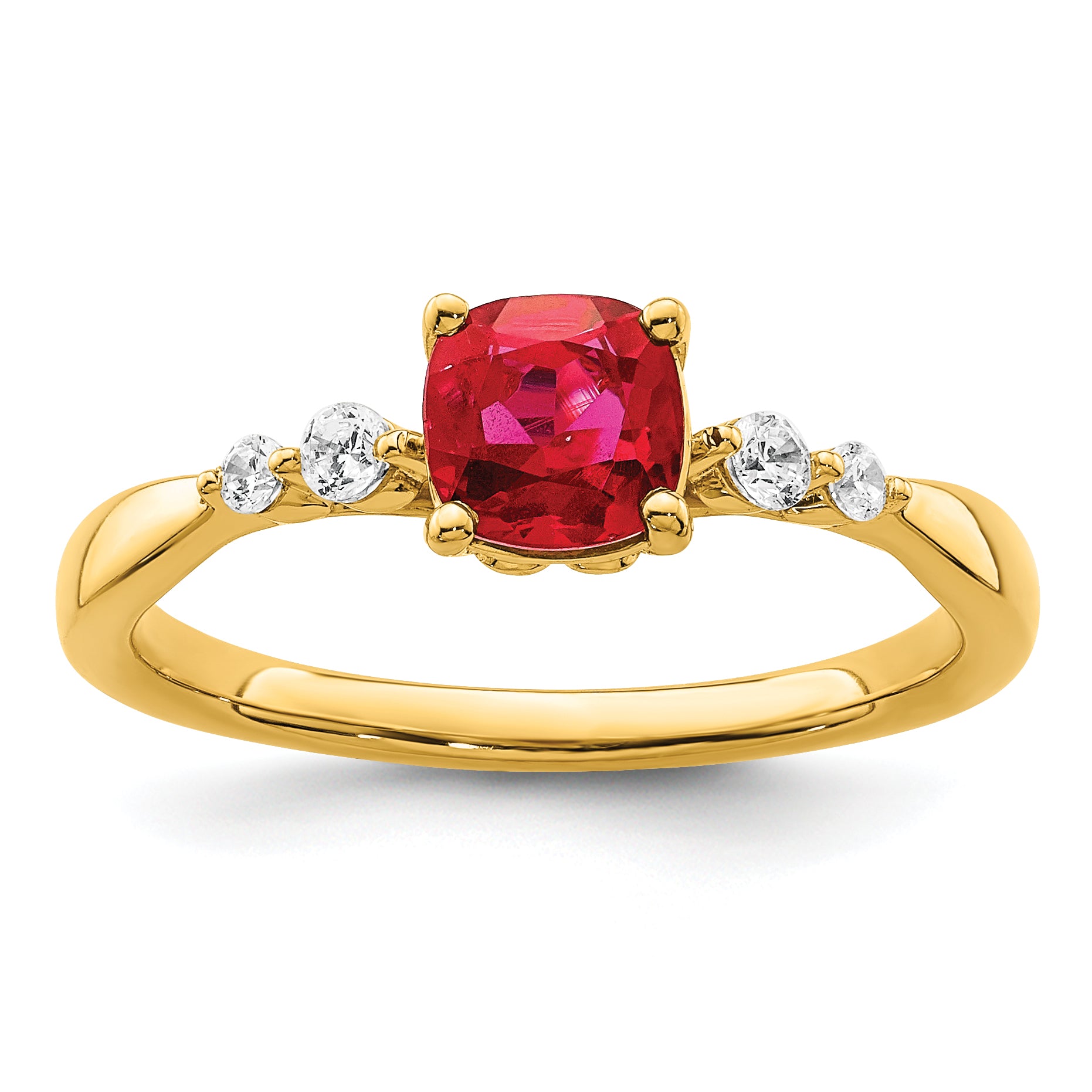 14k Gold Polished Ruby and Diamond Ring Main image