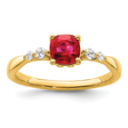 14k Gold Polished Ruby and Diamond Ring