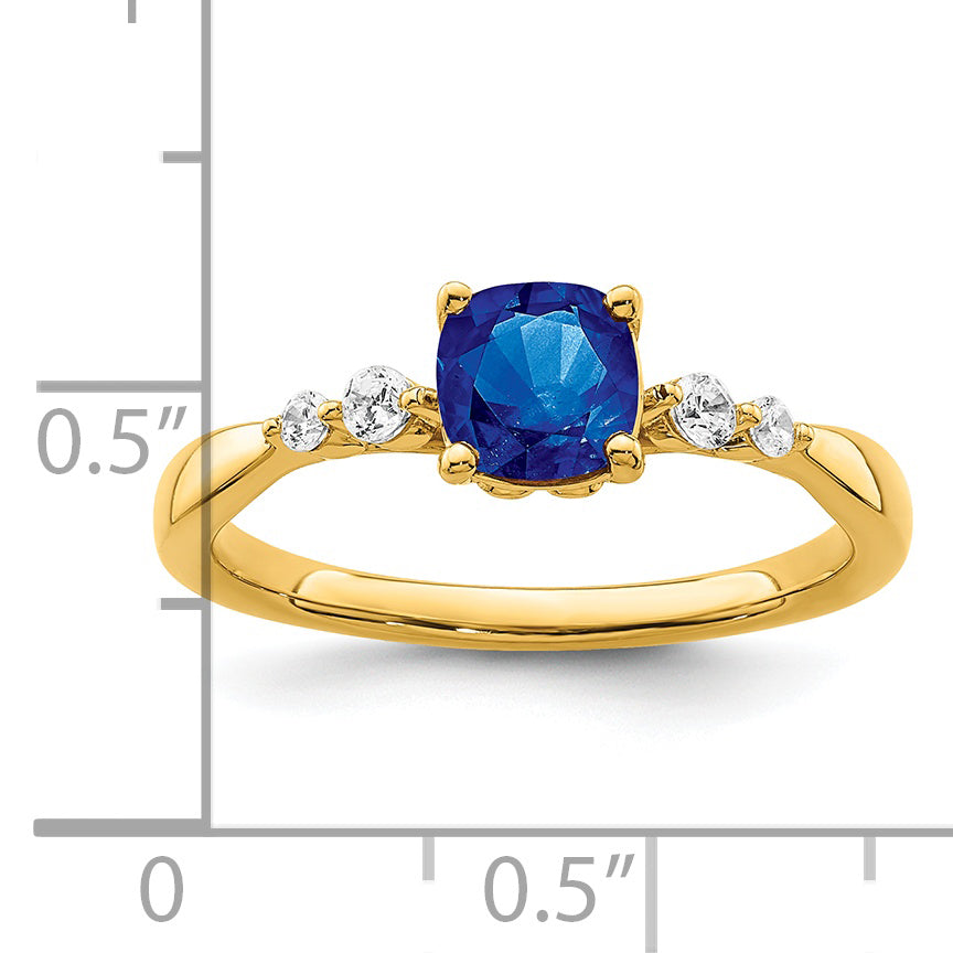 14k Gold Polished Sapphire and Diamond Ring Secondary image