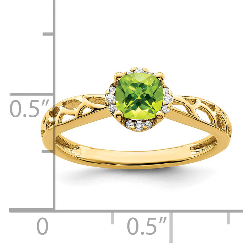 14k Gold Polished Peridot and Diamond Ring Secondary image