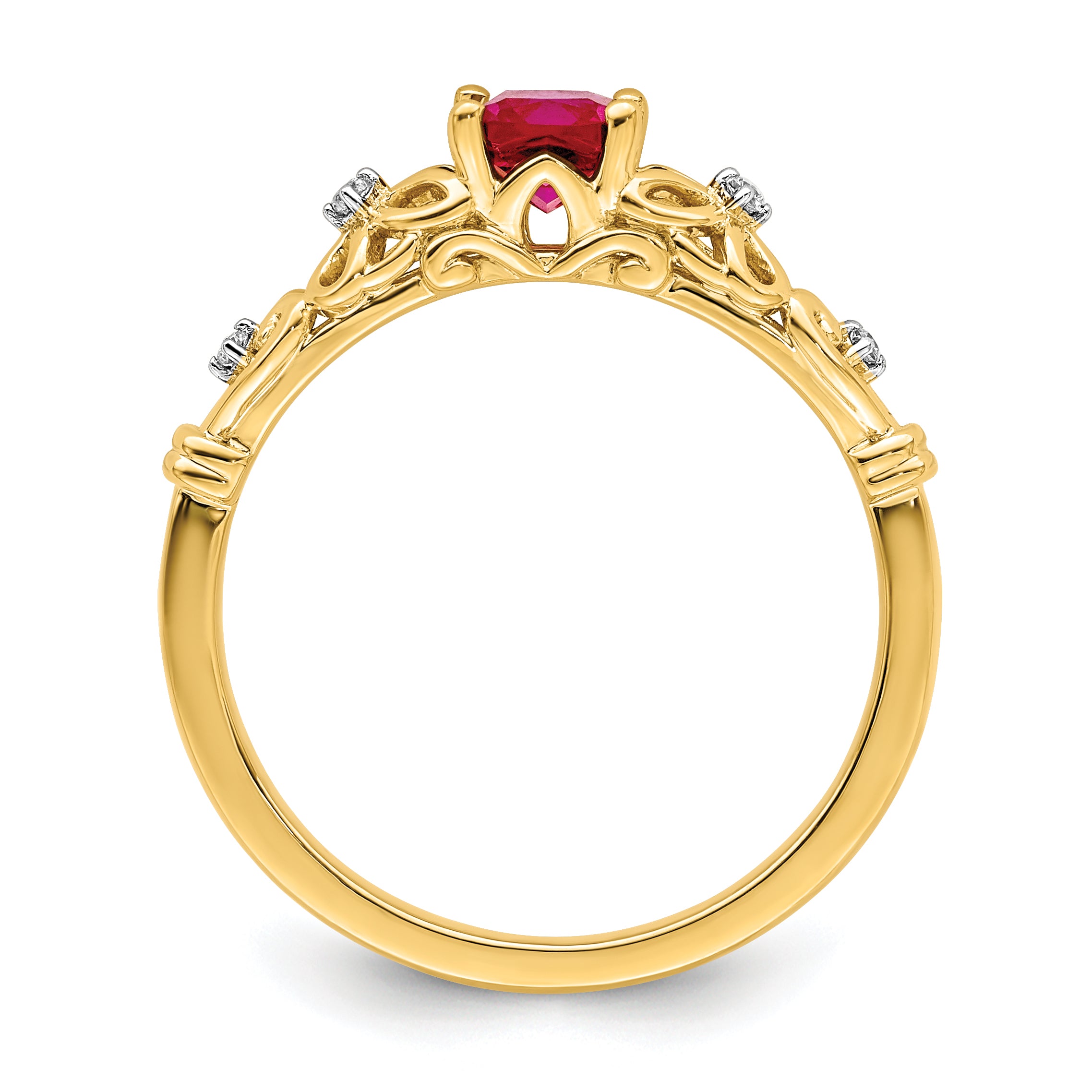 14k Gold Polished Ruby and Diamond Ring Secondary image