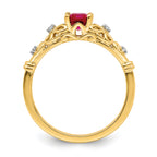 14k Gold Polished Ruby and Diamond Ring