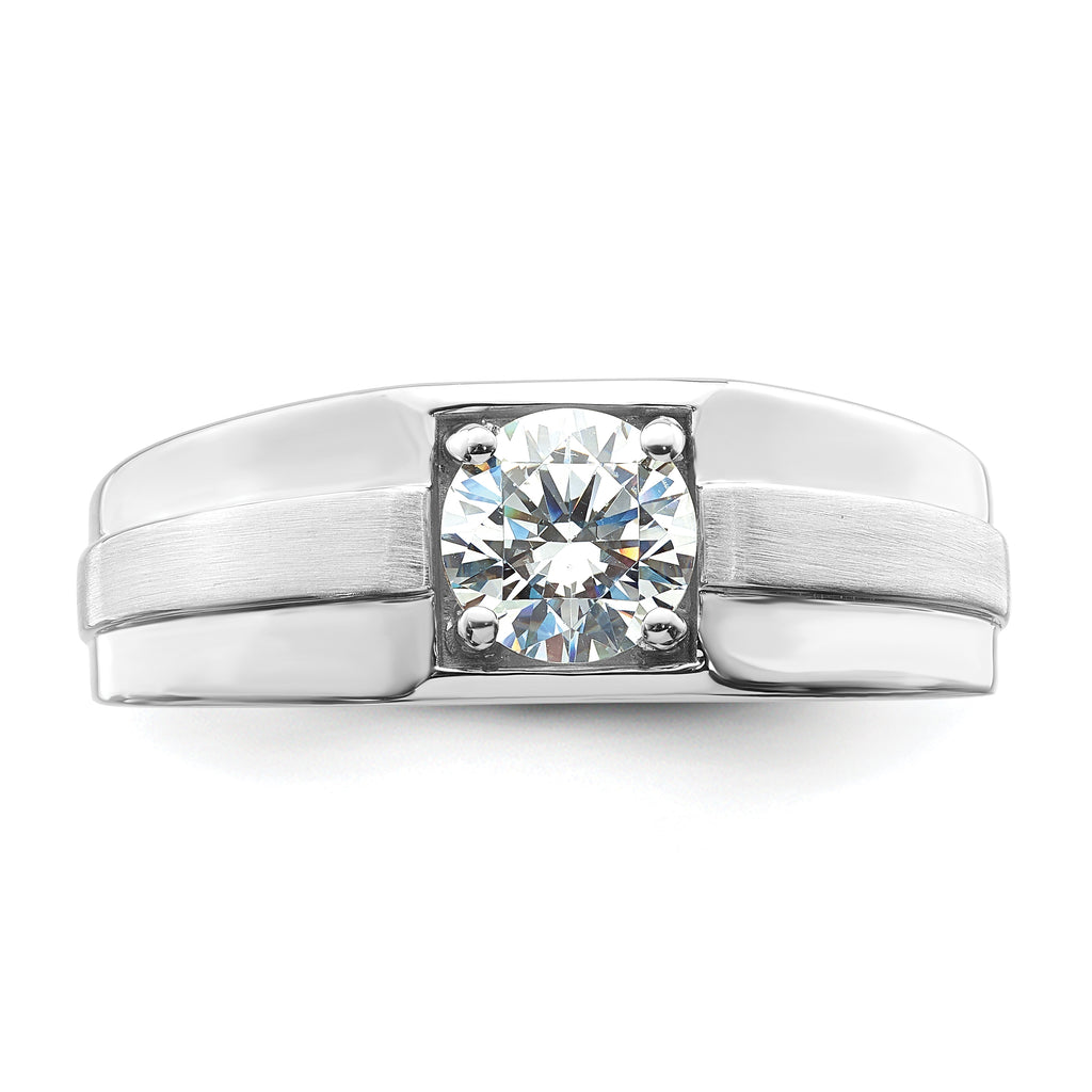 IBGoodman 14k White Gold Satin and Polished Men's Ring Mounting (No Stone Included)