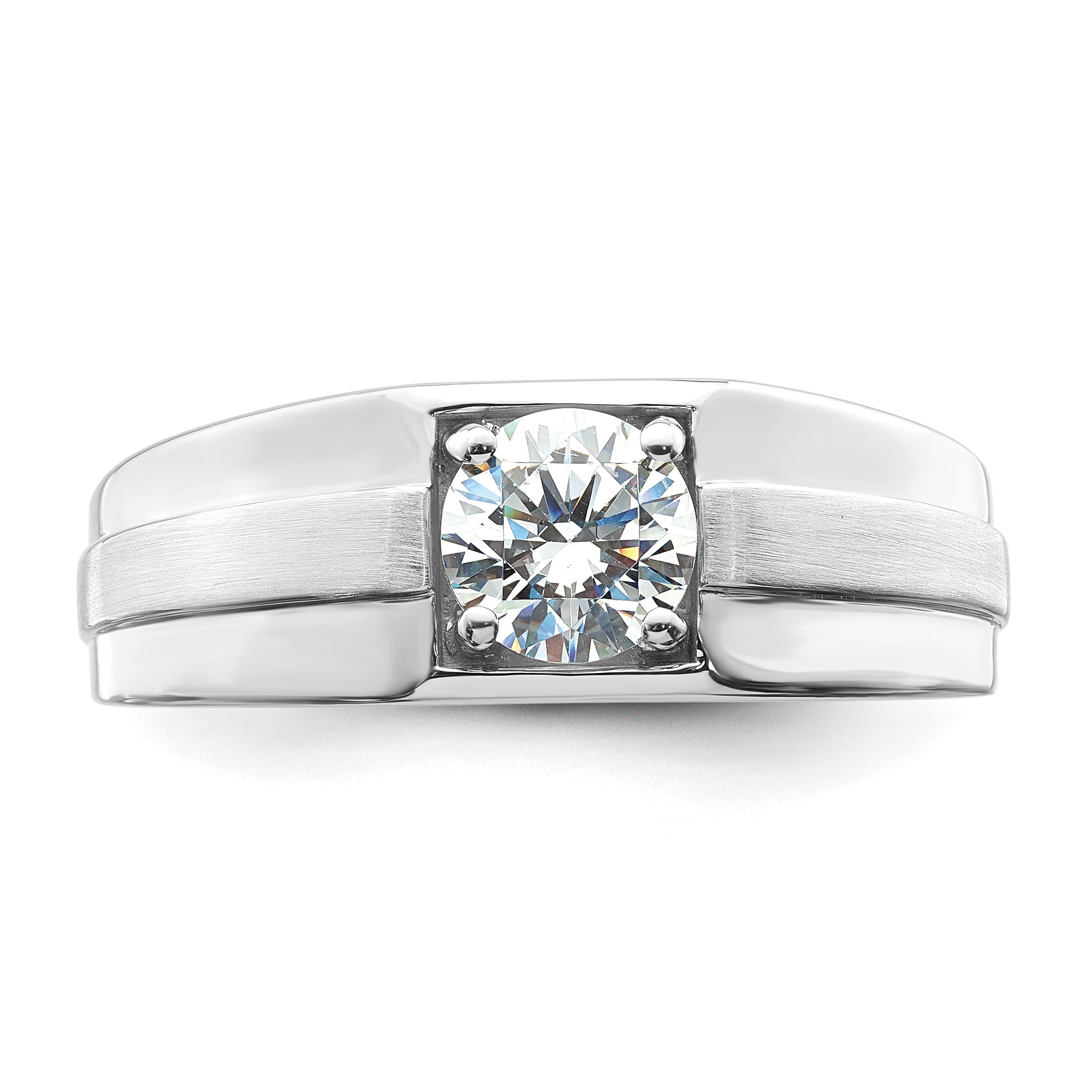 IBGoodman 14k White Gold Satin and Polished Men's Ring Mounting (No Stone Included)