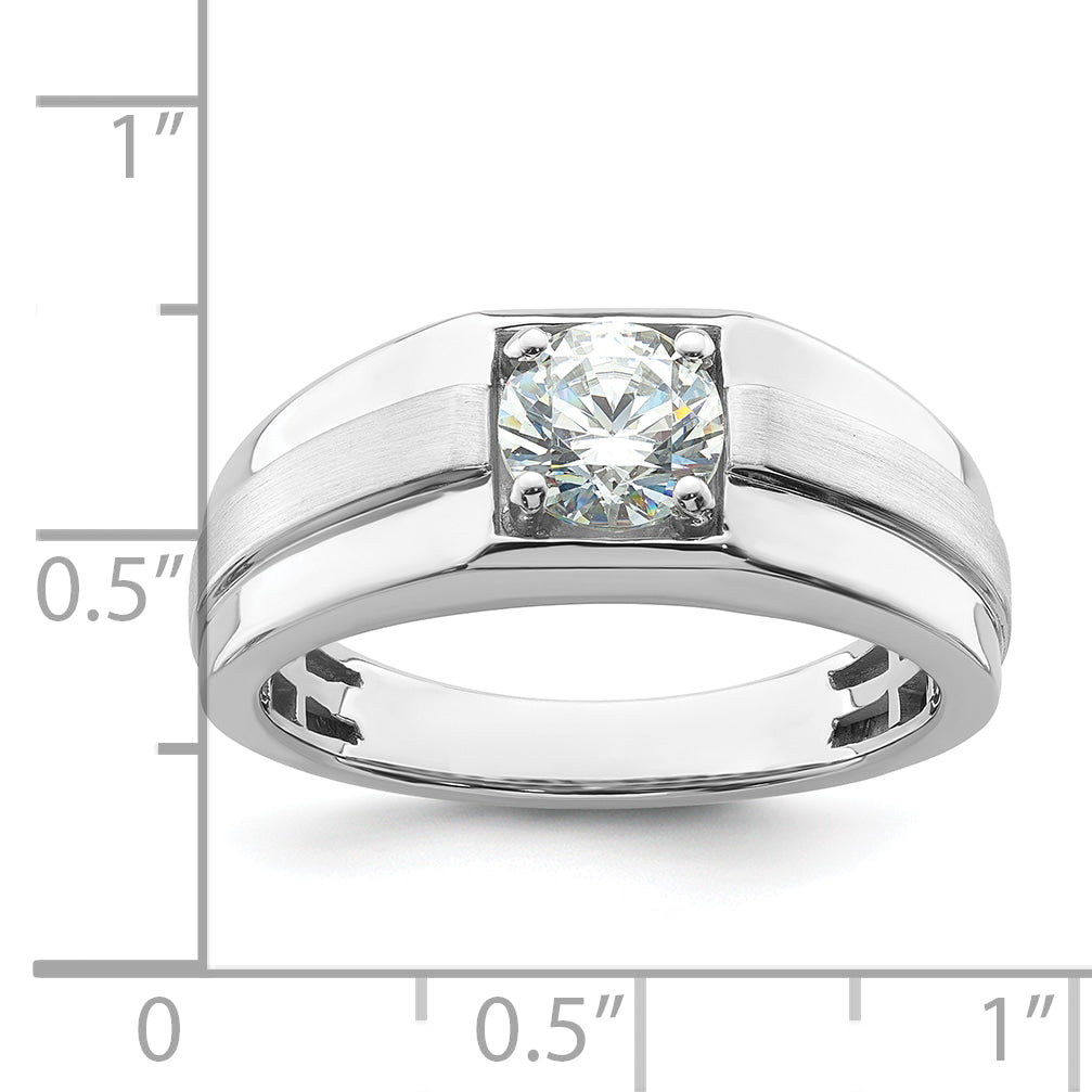 IBGoodman 14k White Gold Satin and Polished Men's Ring Mounting (No Stone Included)