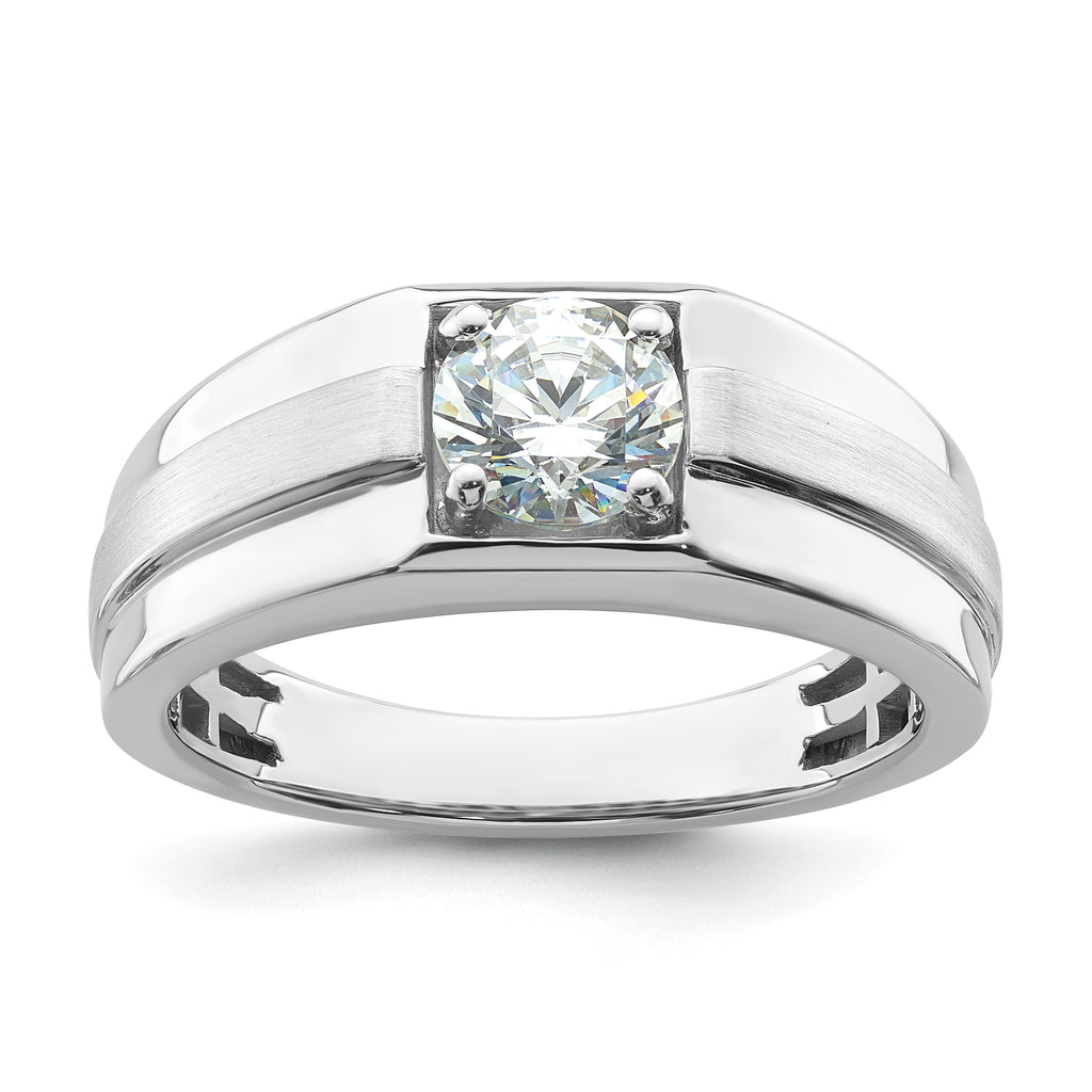 IBGoodman 14k White Gold Satin and Polished Men's Ring Mounting (No Stone Included)
