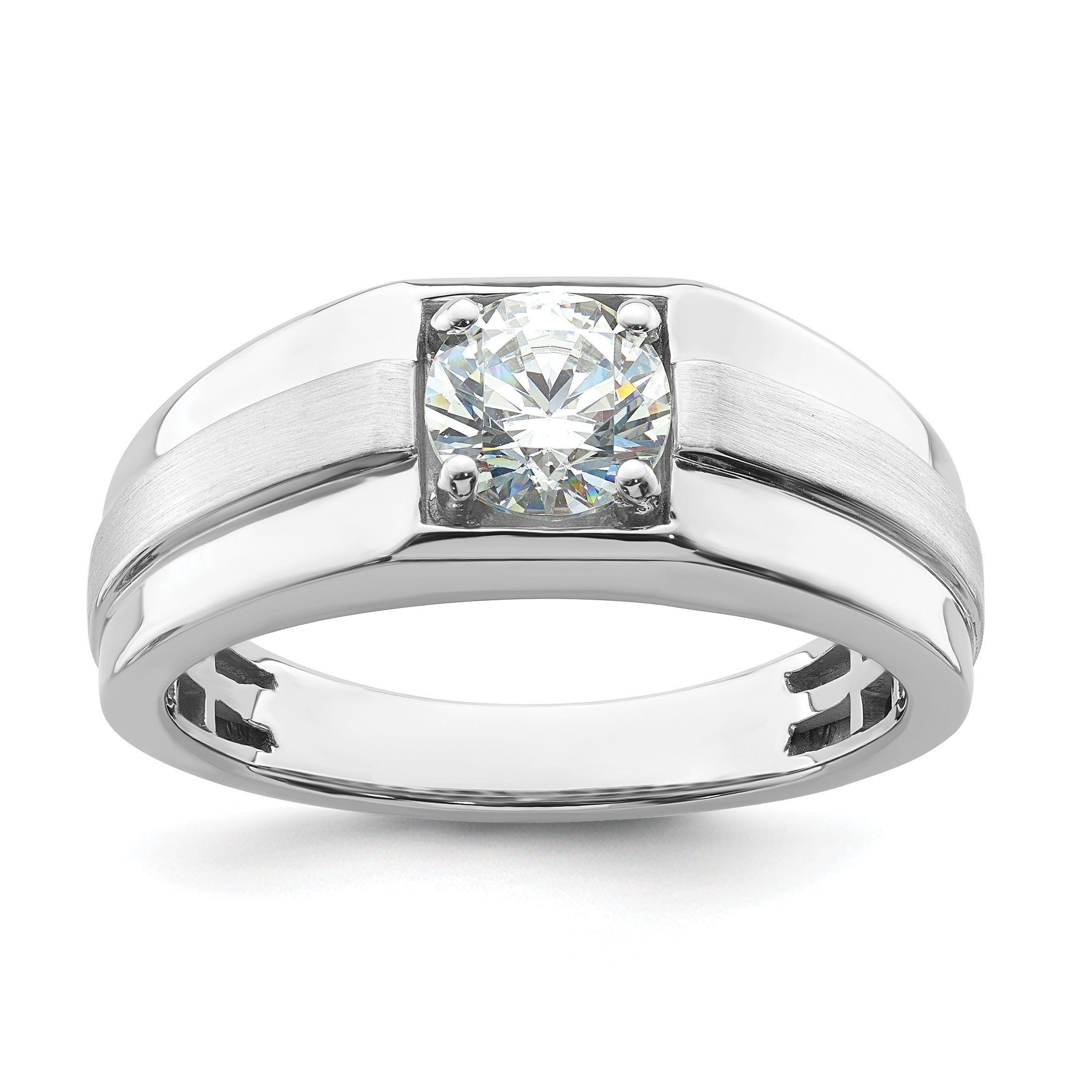 IBGoodman 14k White Gold Satin and Polished Men's Ring Mounting (No Stone Included)