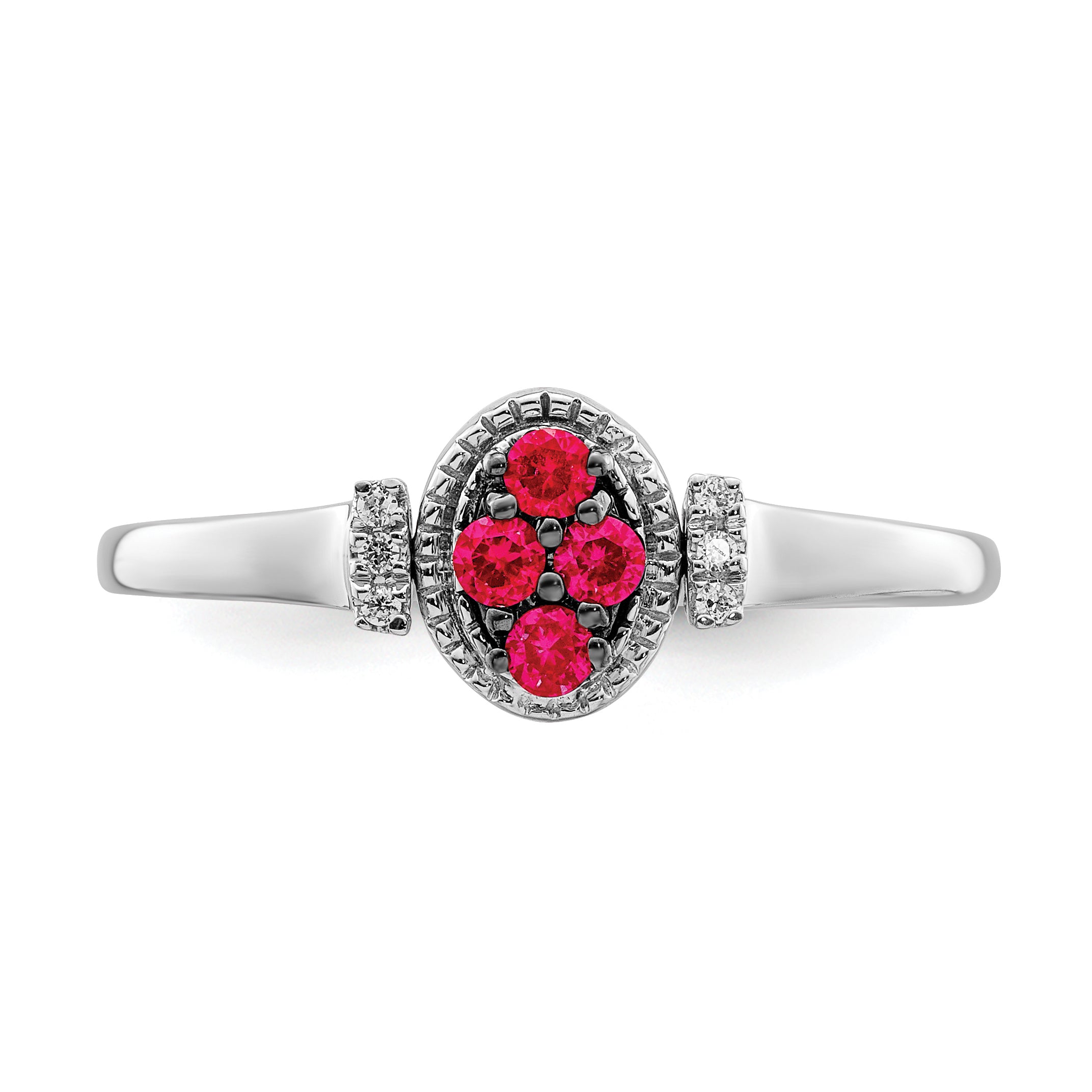 14k White Gold Polished Ruby and Diamond Flip Ring