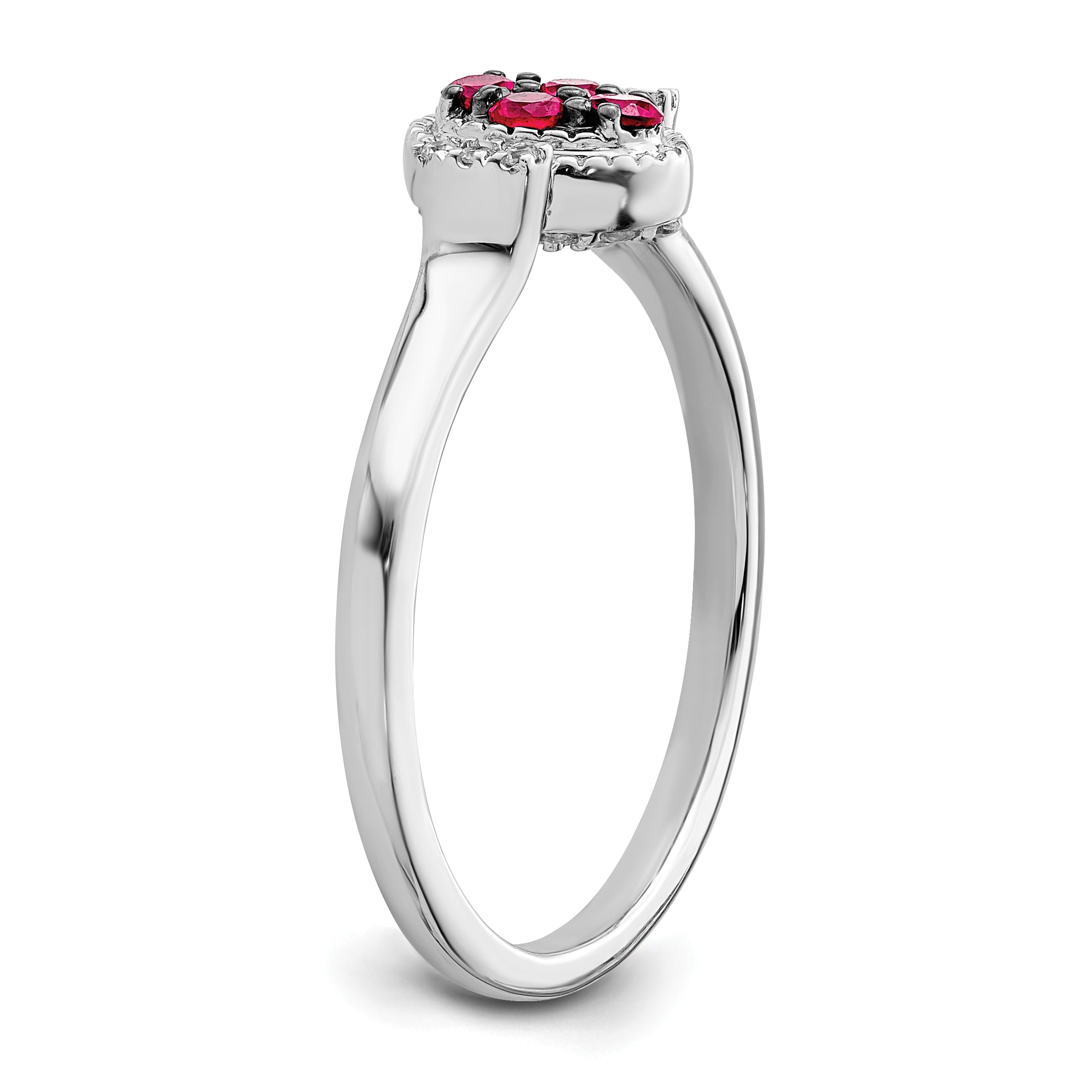 14k White Gold Polished Ruby and Diamond Flip Ring