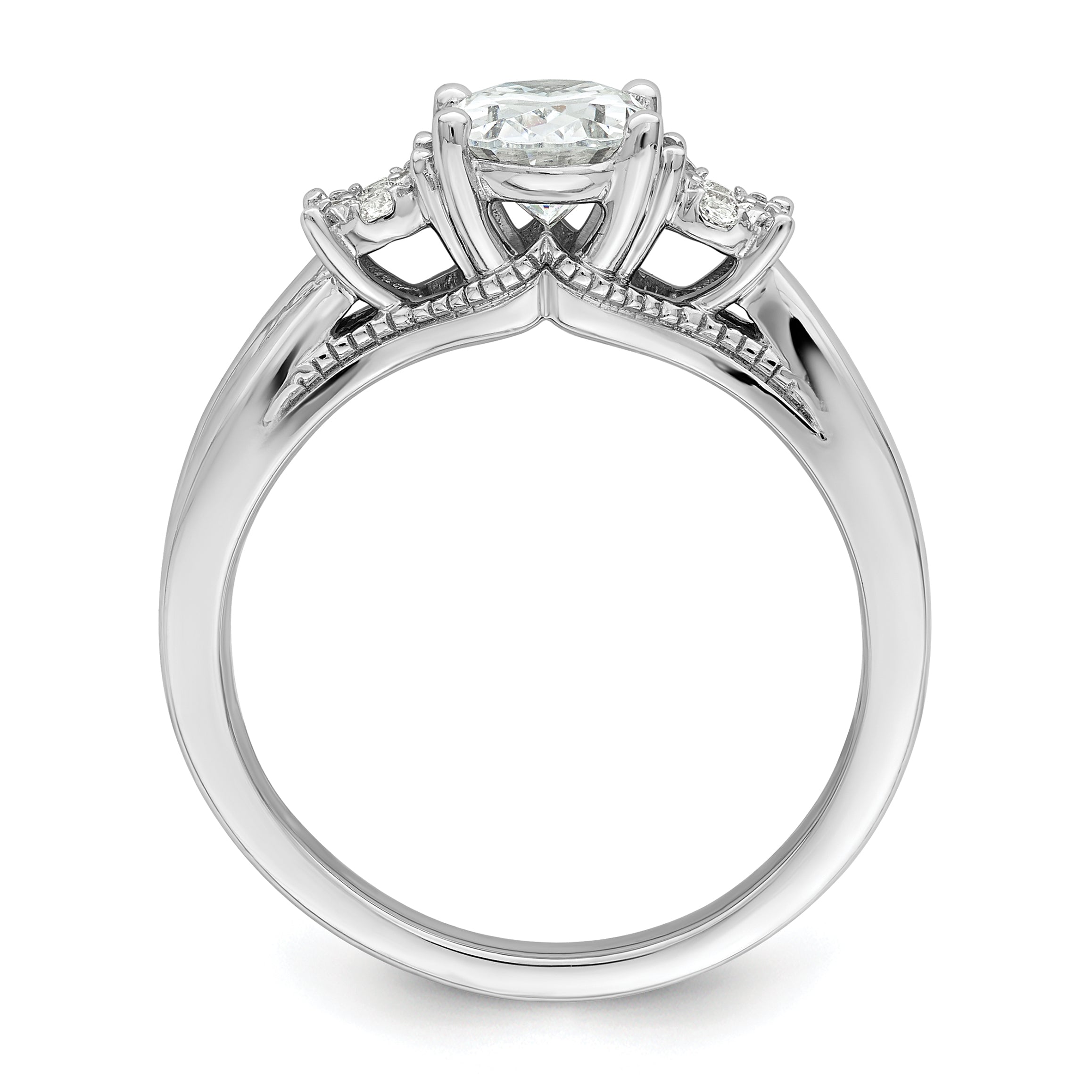 14k White Gold 1/8 carat Lab Grown Diamond VS/SI+ G+ 1 carat Center Oval Semi Mount Engagement Ring Secondary image