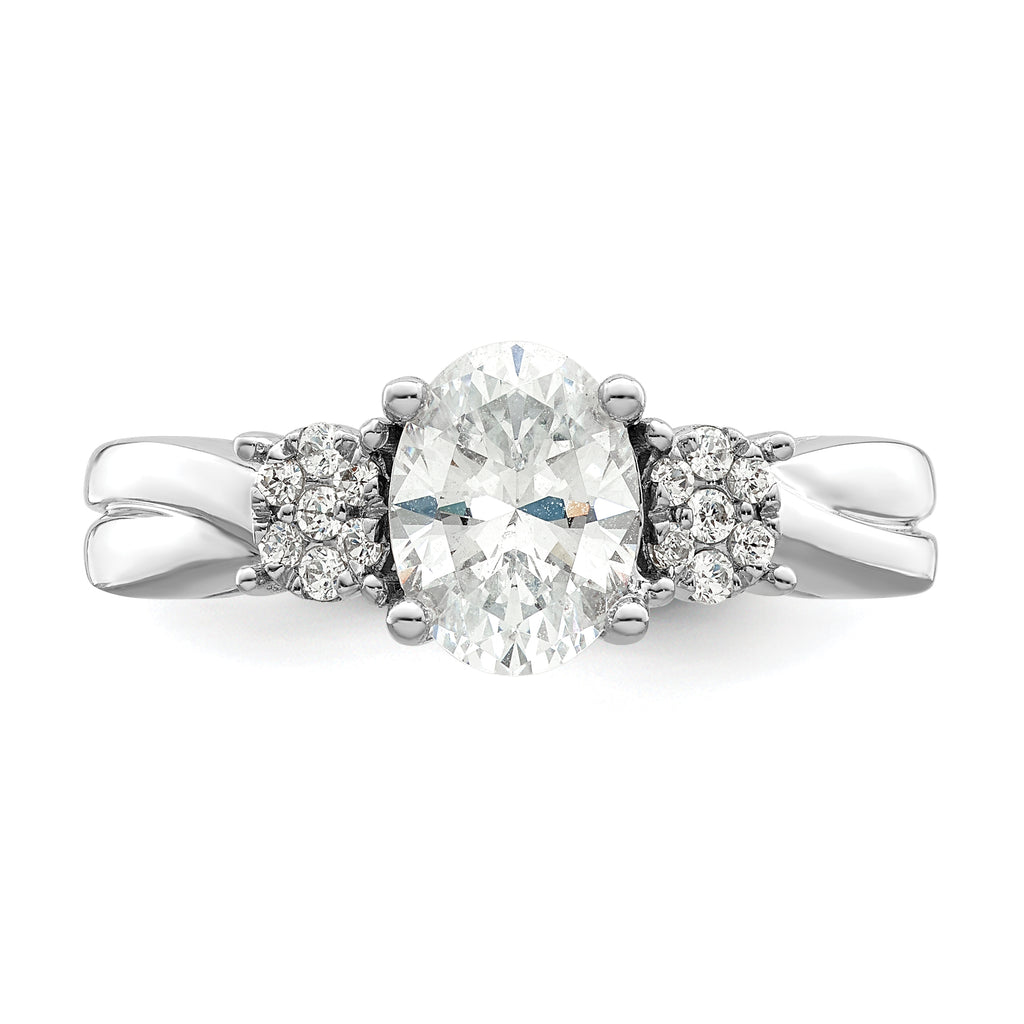 14k White Gold 1/8 carat Lab Grown Diamond VS/SI+ G+ 1 carat Center Oval Semi Mount Engagement Ring