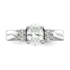 14k White Gold 1/8 carat Lab Grown Diamond VS/SI+ G+ 1 carat Center Oval Semi Mount Engagement Ring