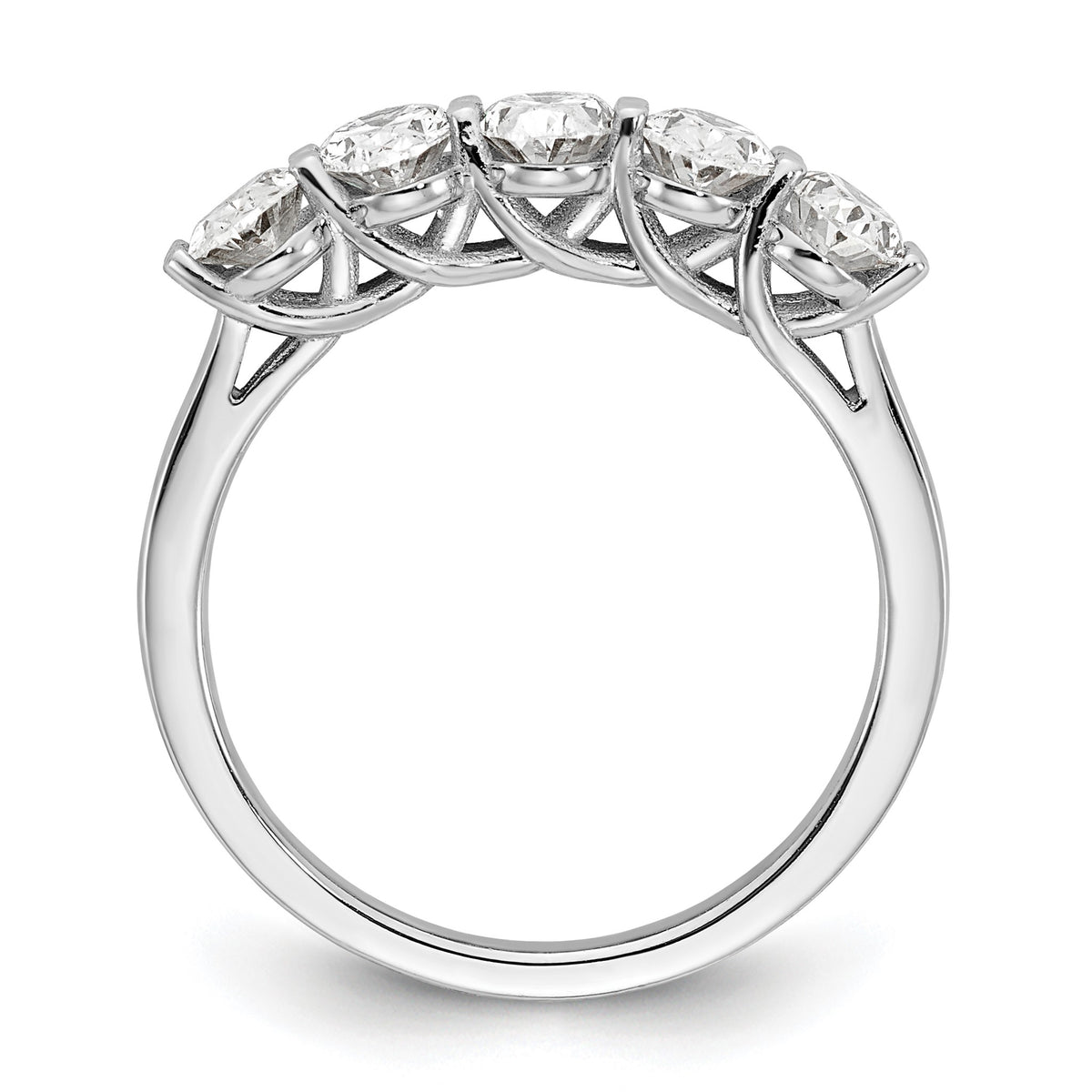 Oval Lab-Grown Diamond Five-Stone Anniversary Ring in 14K White Gold (1 2/3 ct. tw.), Size 7 - Sophia Jewelers