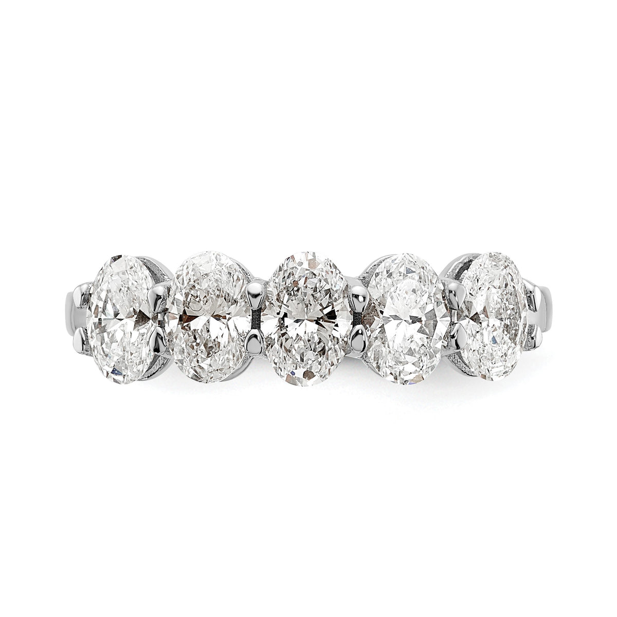 Oval Lab-Grown Diamond Five-Stone Anniversary Ring in 14K White Gold (1 2/3 ct. tw.), Size 7 - Sophia Jewelers