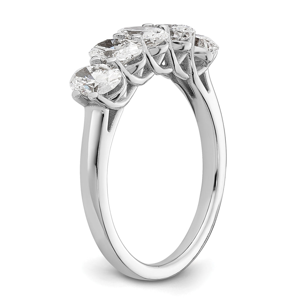 Oval Lab-Grown Diamond Five-Stone Anniversary Ring in 14K White Gold (1 2/3 ct. tw.), Size 7 - Sophia Jewelers