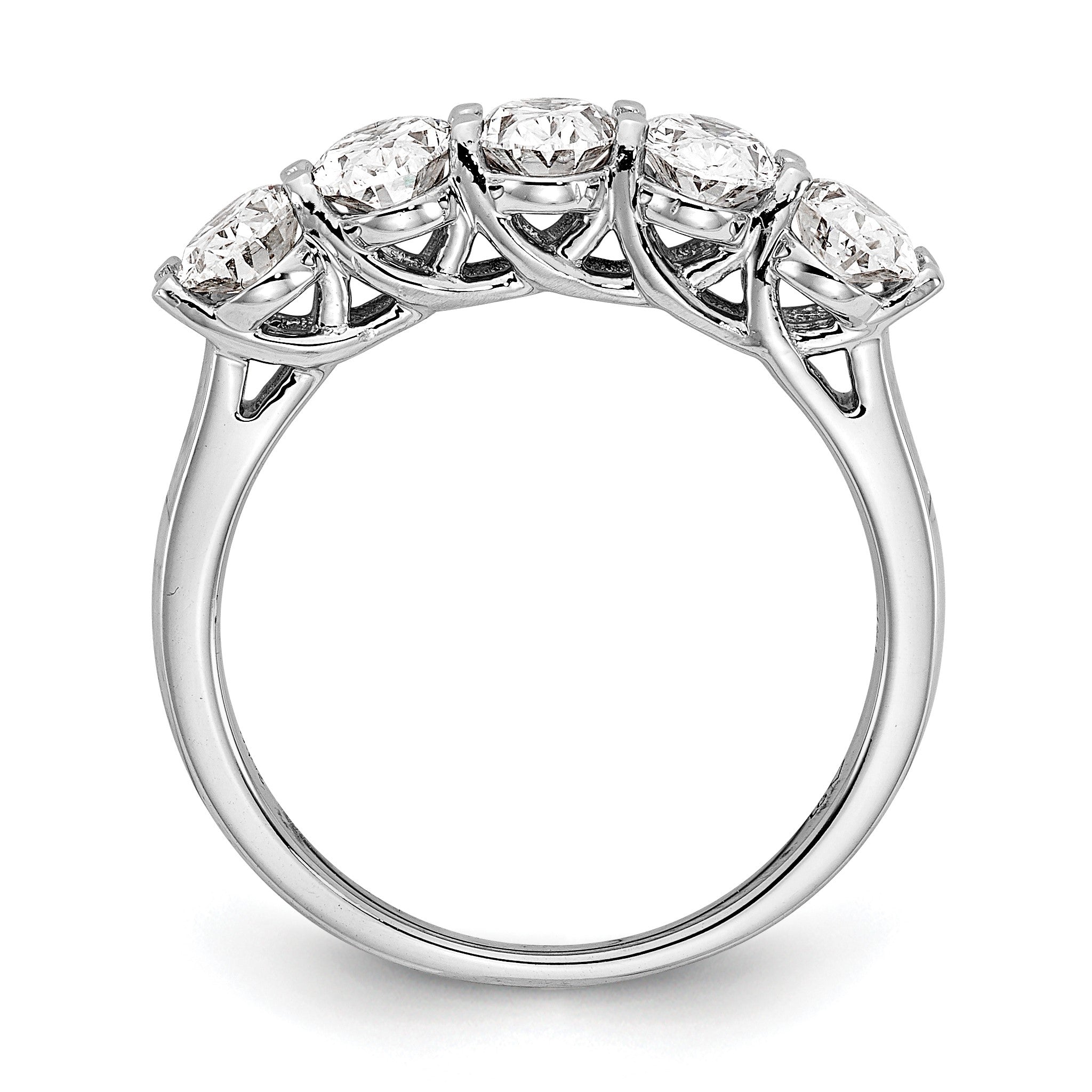 Oval Lab-Grown Diamond Five-Stone Anniversary Ring in 14K White Gold, 1mm (2 ct. tw.), Size 7 Secondary image