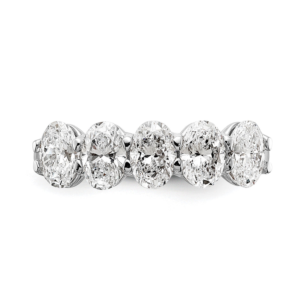 Oval Lab-Grown Diamond Five-Stone Anniversary Ring in 14K White Gold, 1mm (2 ct. tw.), Size 7 - Sophia Jewelers