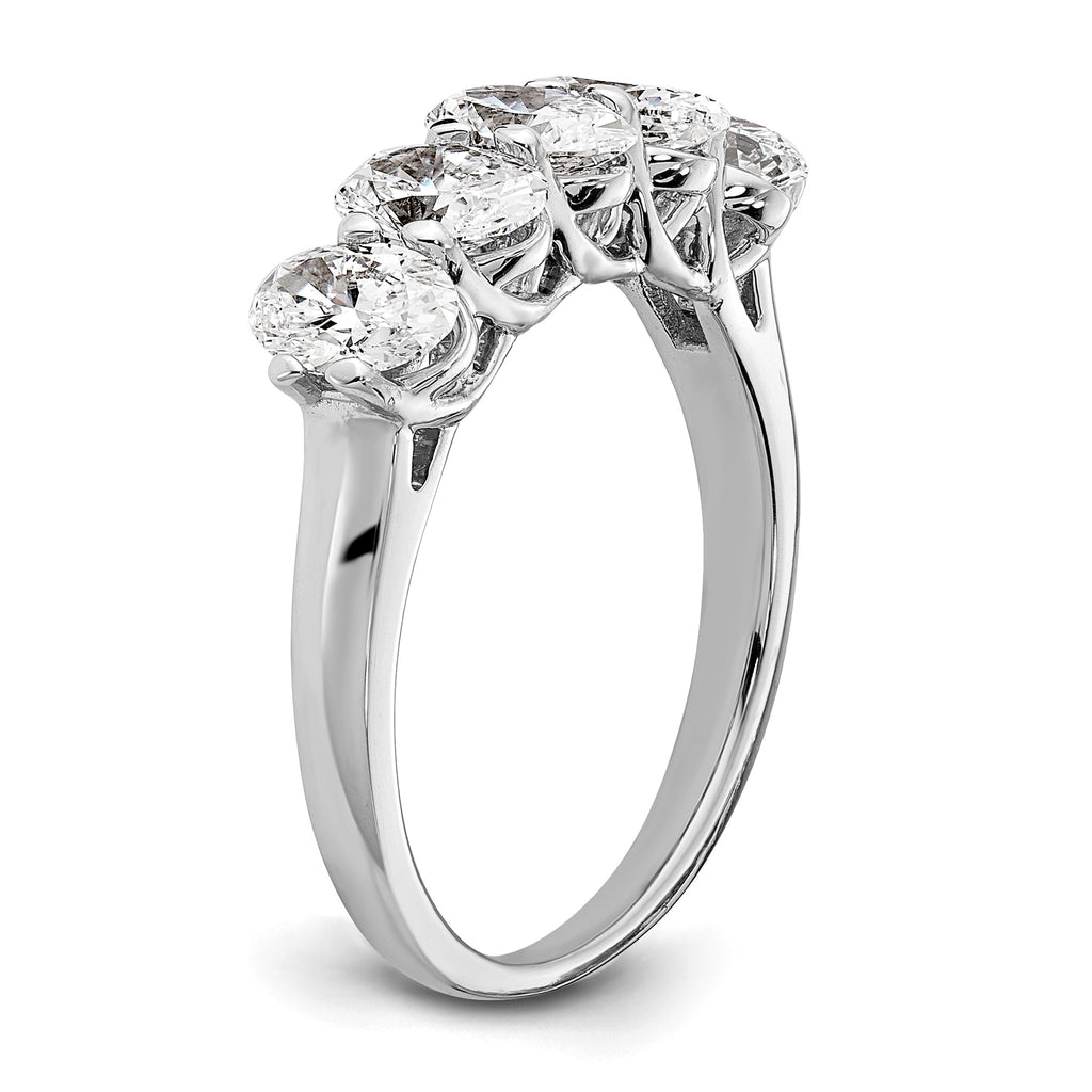 Oval Lab-Grown Diamond Five-Stone Anniversary Ring in 14K White Gold, 1mm (2 ct. tw.), Size 7 - Sophia Jewelers
