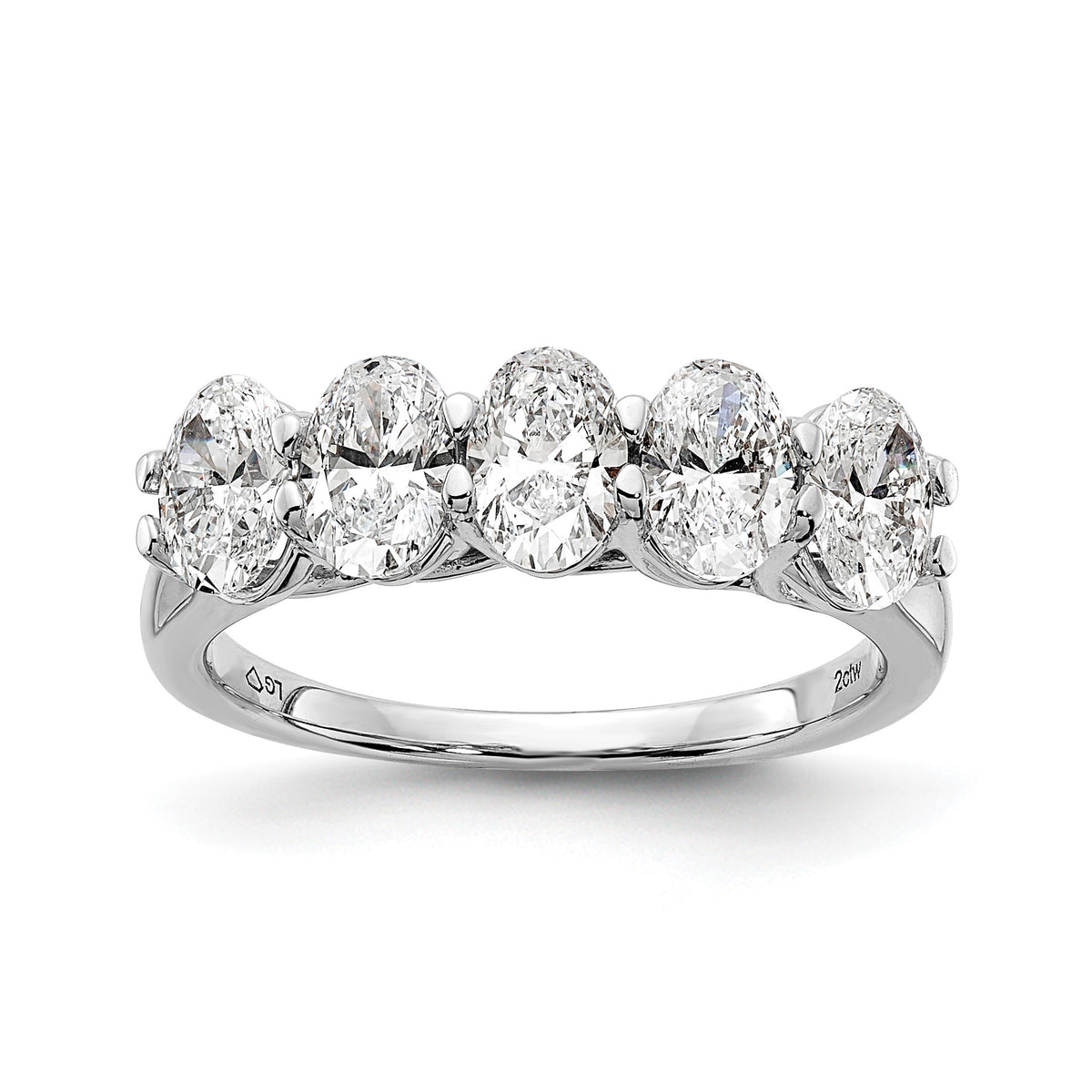 Oval Lab-Grown Diamond Five-Stone Anniversary Ring in 14K White Gold, 1mm (2 ct. tw.), Size 7 - Sophia Jewelers Main image