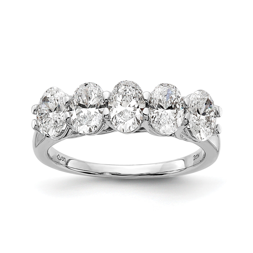 Oval Lab-Grown Diamond Five-Stone Anniversary Ring in 14K White Gold, 1mm (2 ct. tw.), Size 7 - Sophia Jewelers