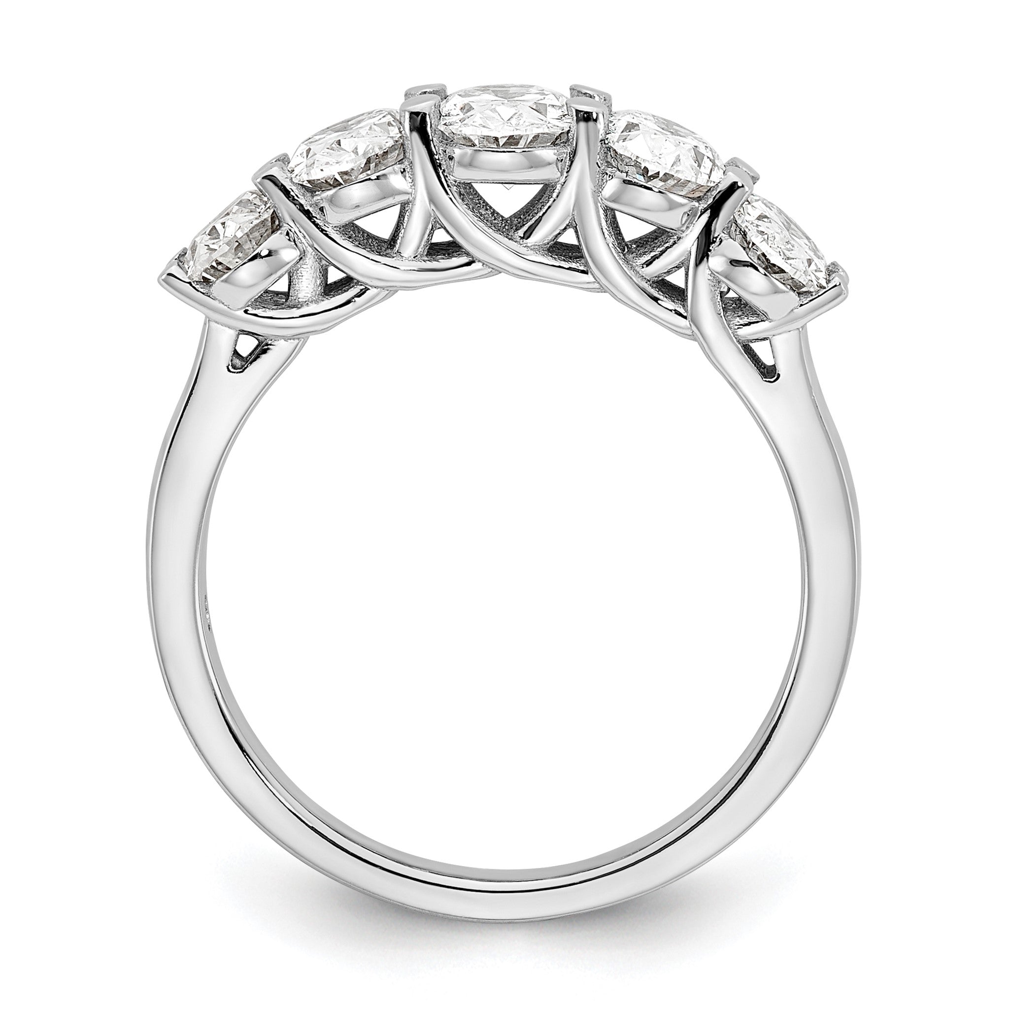 Oval Lab-Grown Diamond Five-Stone Anniversary Ring in 14K White Gold, 2mm (2 ct. tw.), Size 7 Secondary image