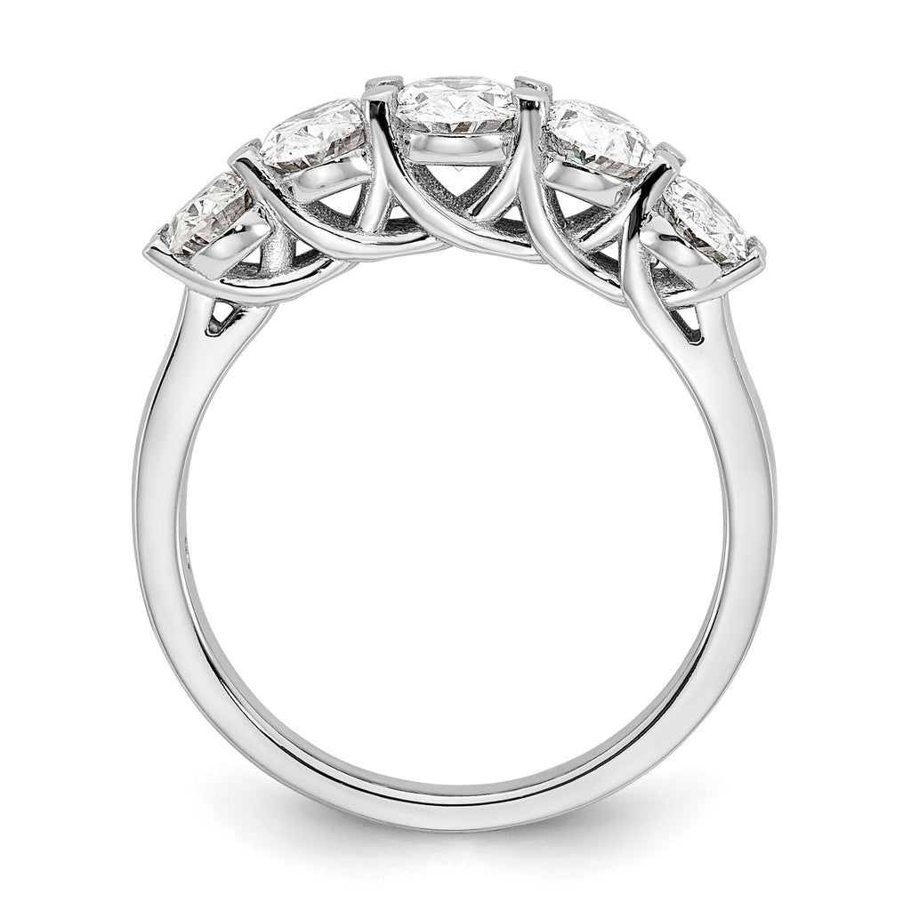 Oval Lab-Grown Diamond Five-Stone Anniversary Ring in 14K White Gold, 2mm (2 ct. tw.), Size 7 - Sophia Jewelers