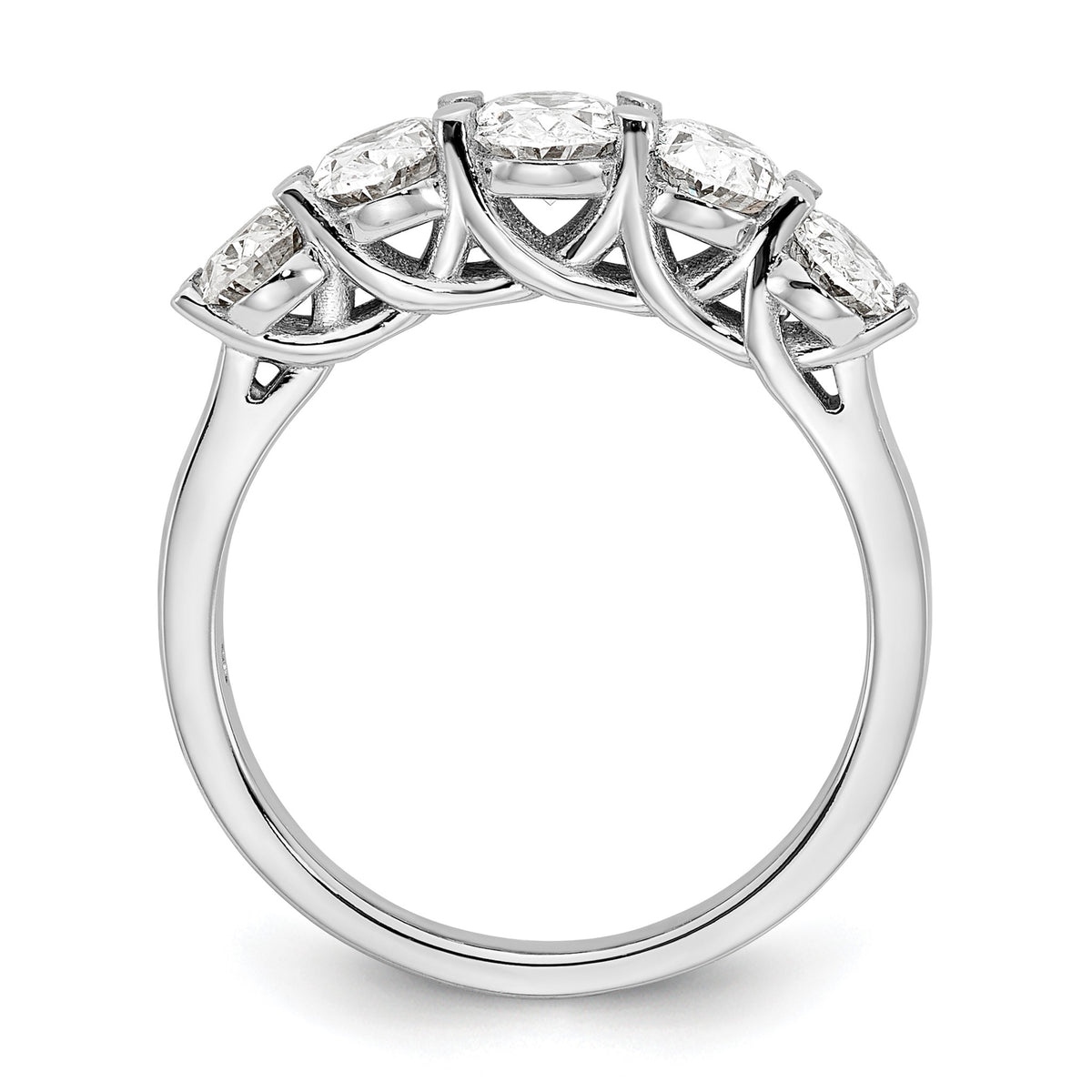Oval Lab-Grown Diamond Five-Stone Anniversary Ring in 14K White Gold, 2mm (2 ct. tw.), Size 7 - Sophia Jewelers