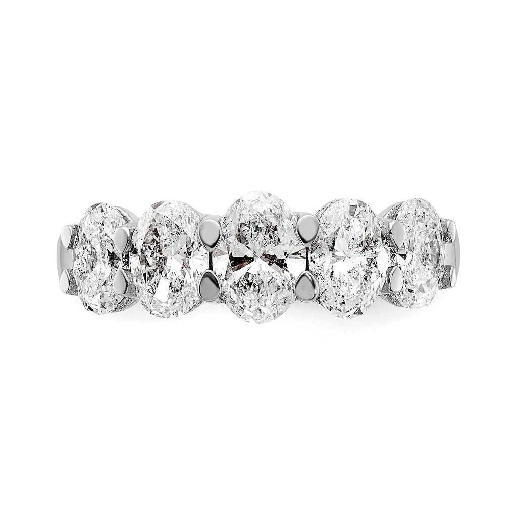 Oval Lab-Grown Diamond Five-Stone Anniversary Ring in 14K White Gold, 2mm (2 ct. tw.), Size 7 - Sophia Jewelers