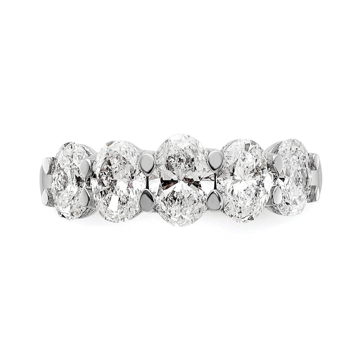 Oval Lab-Grown Diamond Five-Stone Anniversary Ring in 14K White Gold, 2mm (2 ct. tw.), Size 7 - Sophia Jewelers