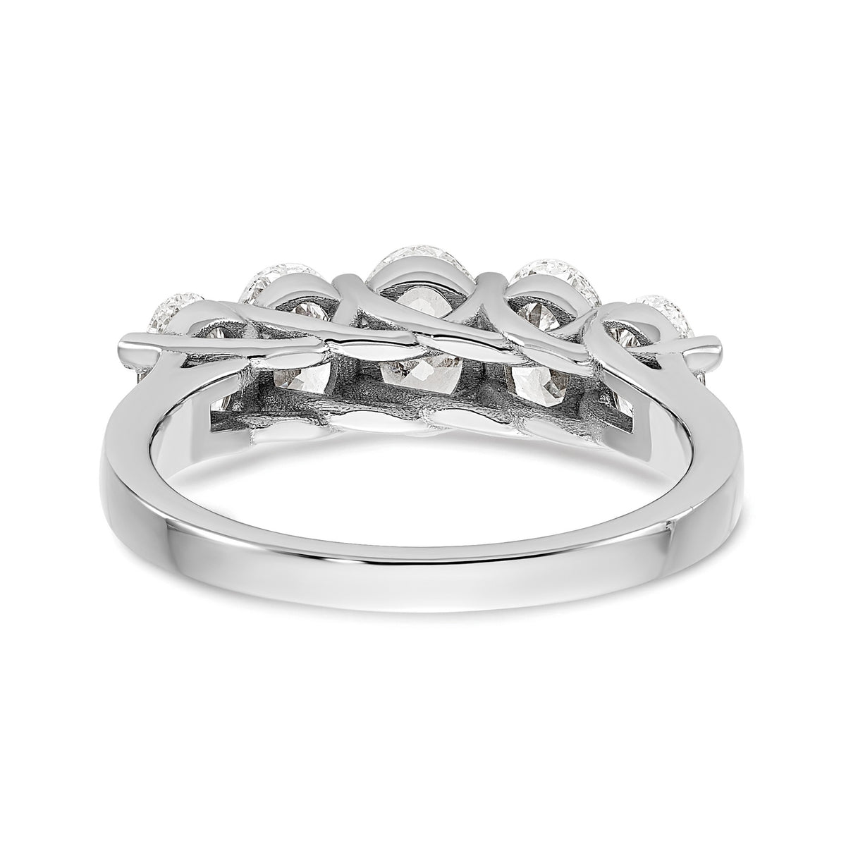 Oval Lab-Grown Diamond Five-Stone Anniversary Ring in 14K White Gold, 2mm (2 ct. tw.), Size 7 - Sophia Jewelers
